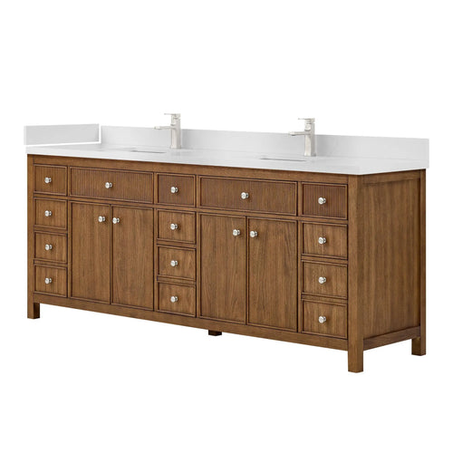 84" Rian Double Bathroom Vanity Toasted Walnut Brushed Nickel Trim by wyndham