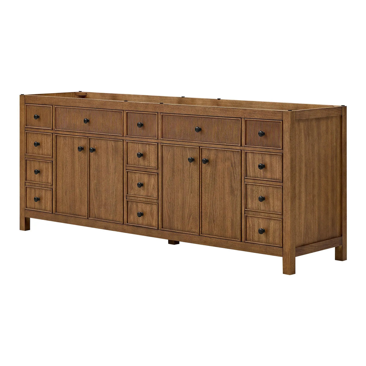 84" Rian Double Bathroom Vanity Toasted Walnut Matte Black Trim by wyndham View 20