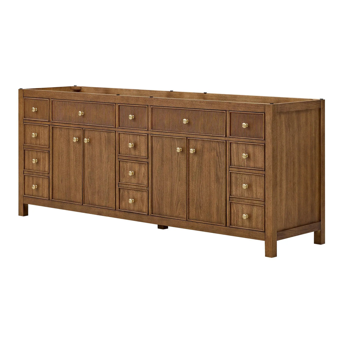 84" Rian Double Bathroom Vanity Toasted Walnut Satin Bronze Trim by wyndham View 20