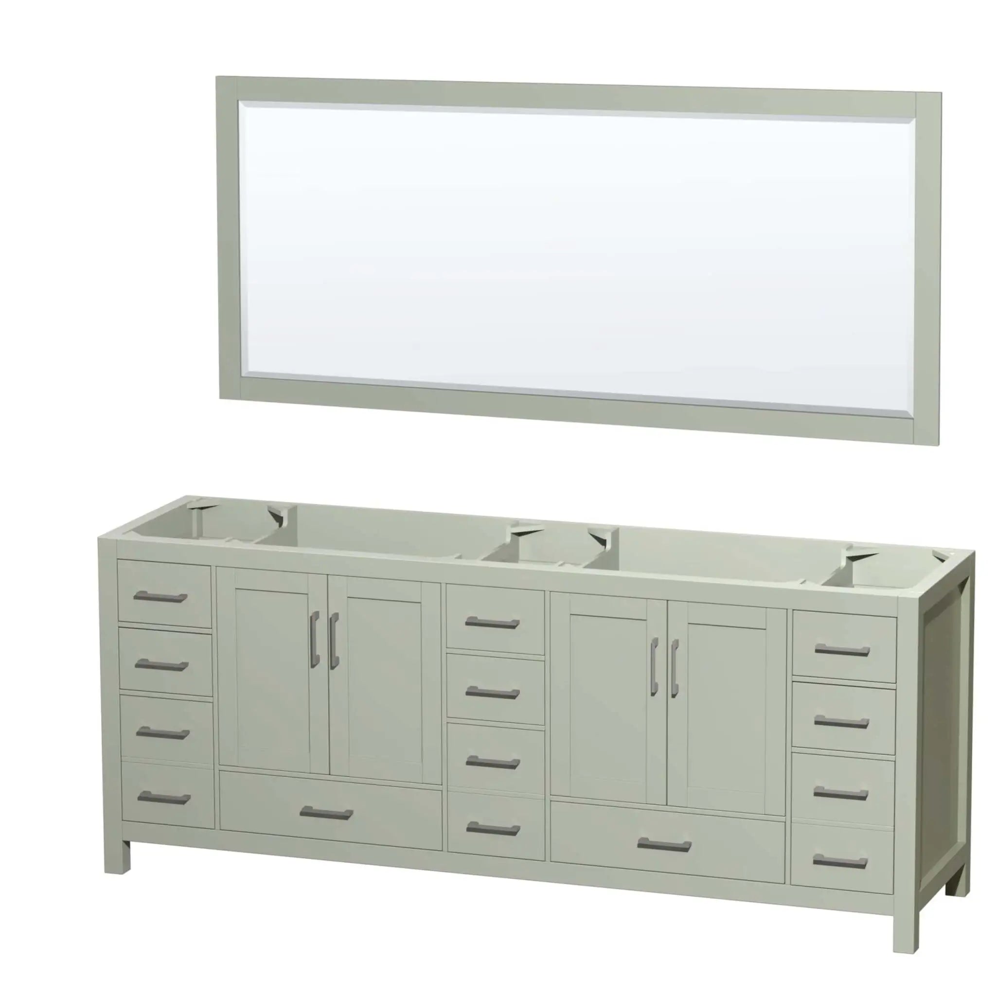 84" Sheffield 84 inch Double Bathroom Vanity in Light Green with Brushed Nickel Trim & 70" Mirror by Wyndham