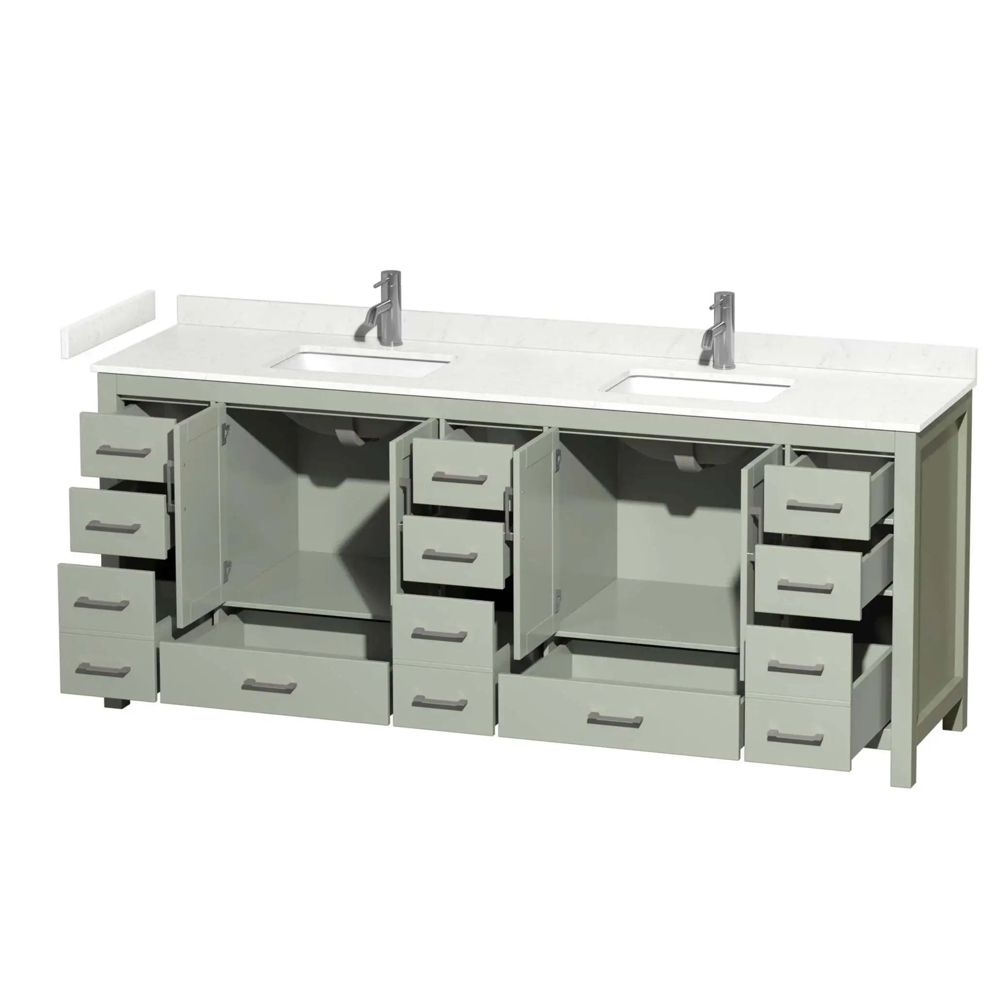 84" Sheffield 84 inch Double Bathroom Vanity in Light Green with Brushed Nickel Trim by Wyndham