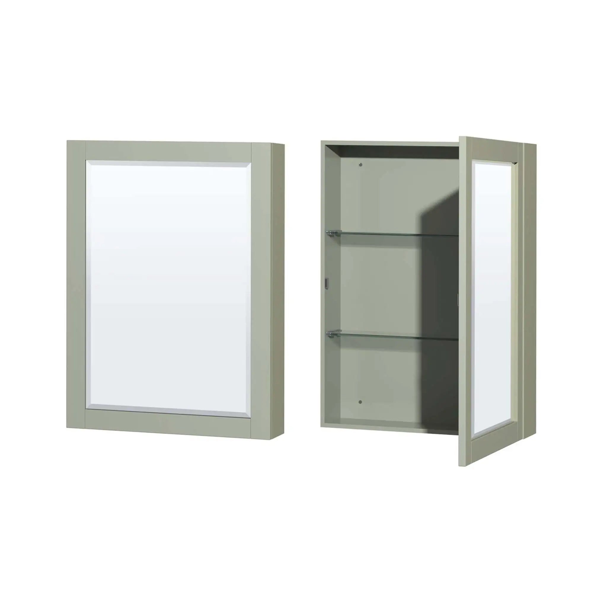 84" Sheffield 84 inch Double Bathroom Vanity in Light Green with Brushed Nickel Trim & Medicine Cabinet by Wyndham