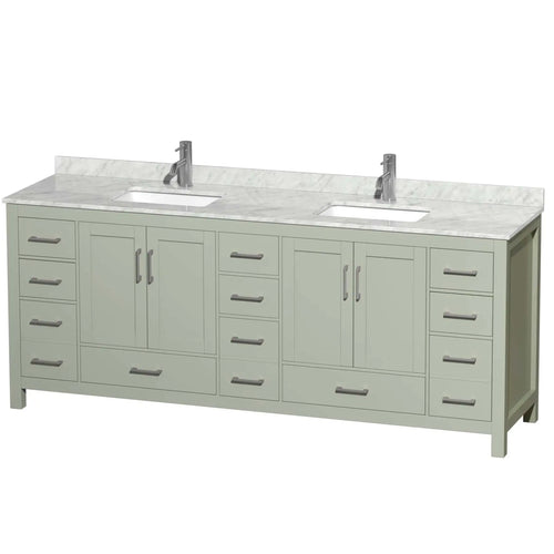84" Sheffield 84 inch Double Bathroom Vanity in Light Green with Brushed Nickel Trim by Wyndham