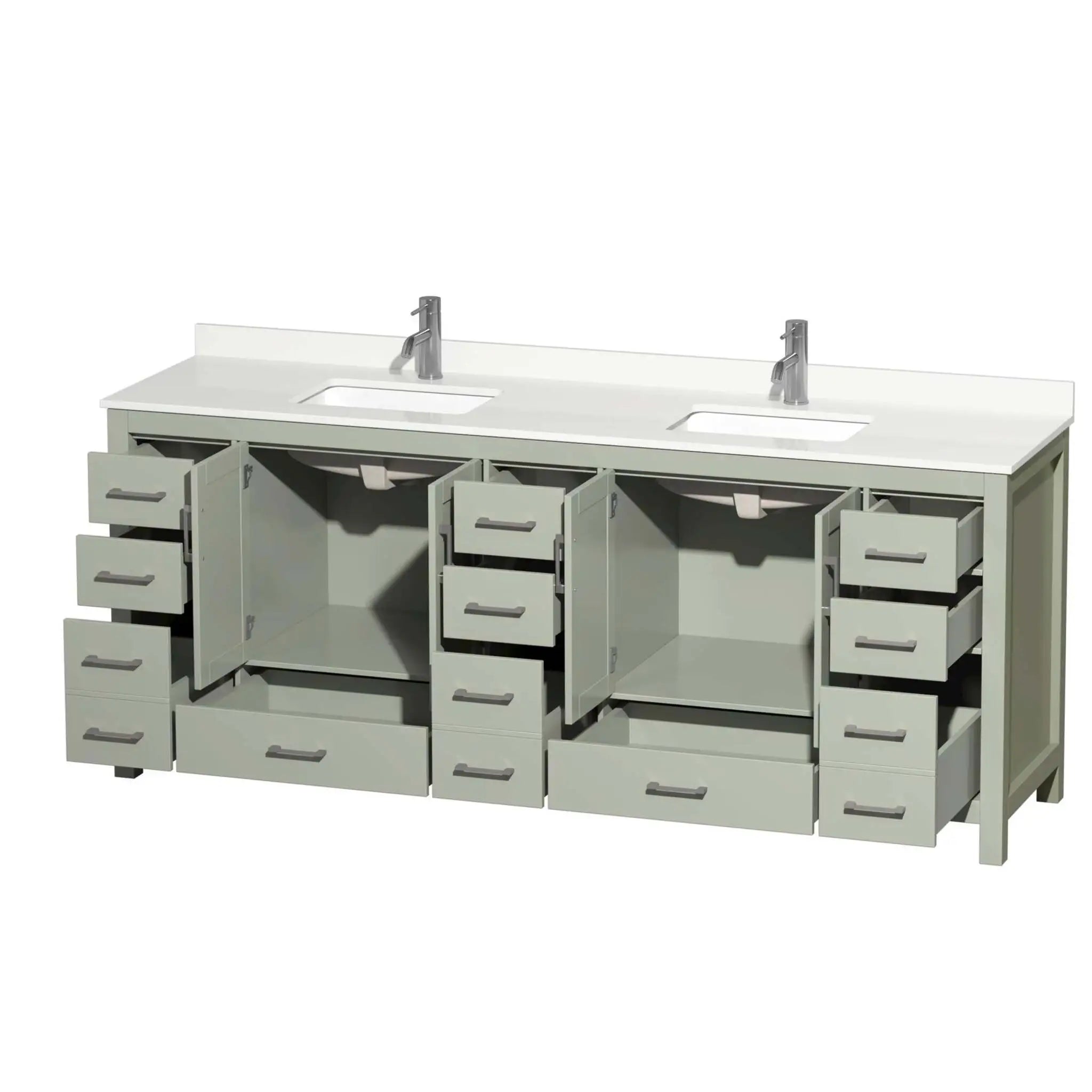 84" Sheffield 84 inch Double Bathroom Vanity in Light Green with Brushed Nickel Trim by Wyndham