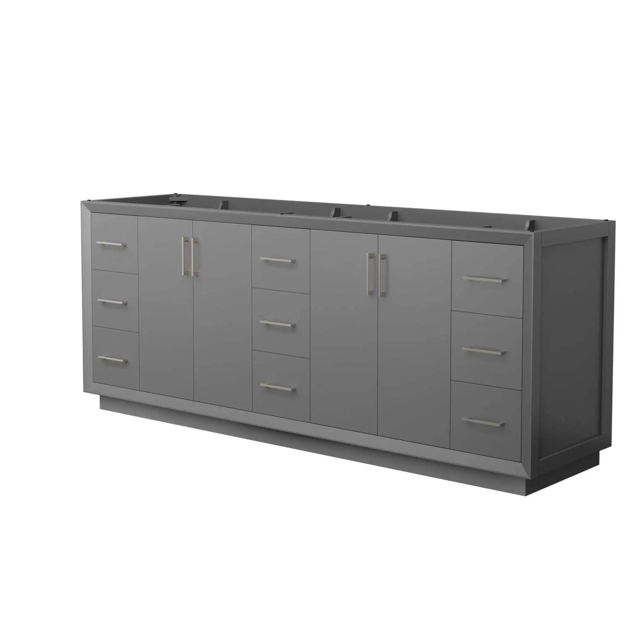 84" Strada Double Bathroom Vanity in Dark Gray with Brushed Nickel Trim by Wyndham