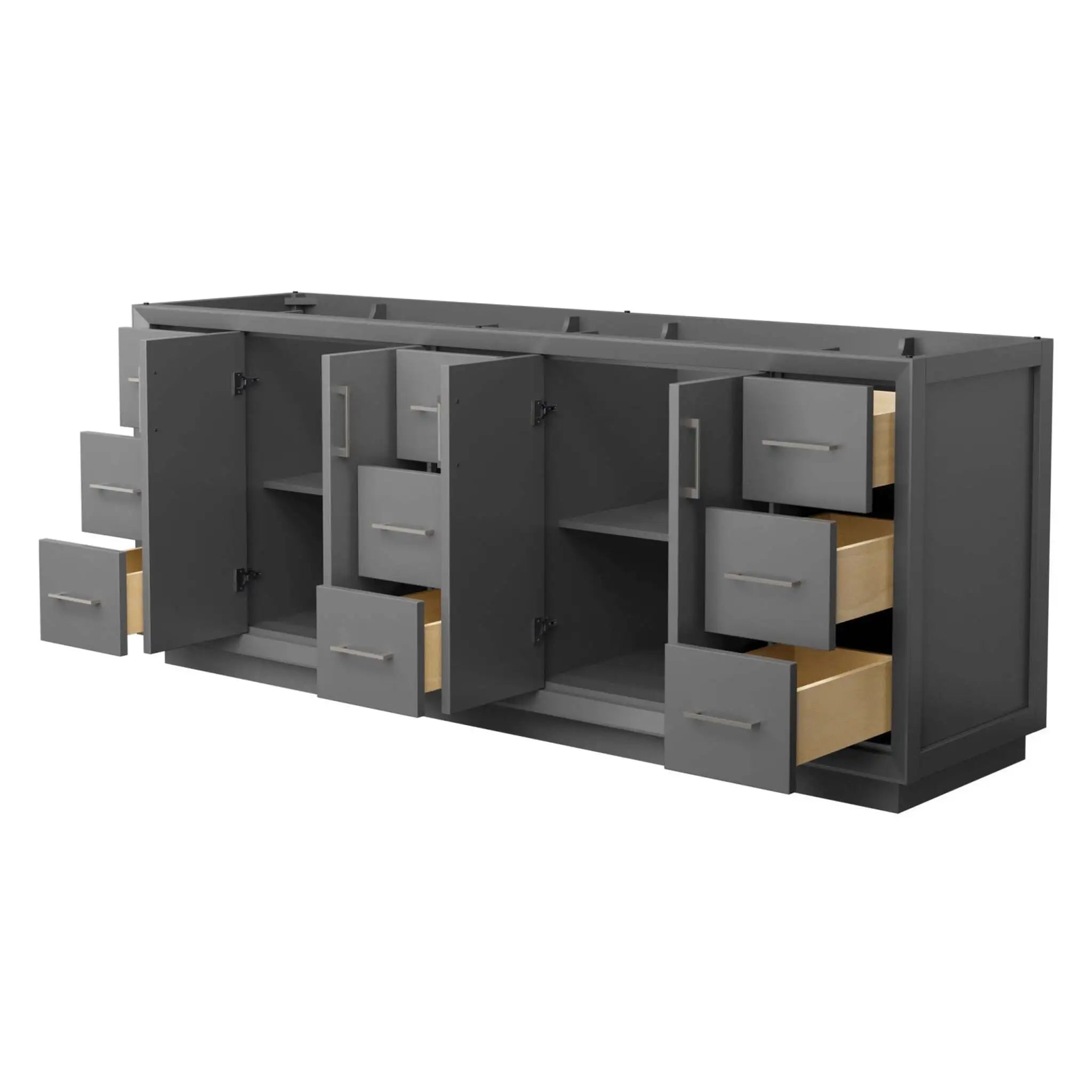 84" Strada Double Bathroom Vanity in Dark Gray with Brushed Nickel Trim by Wyndham