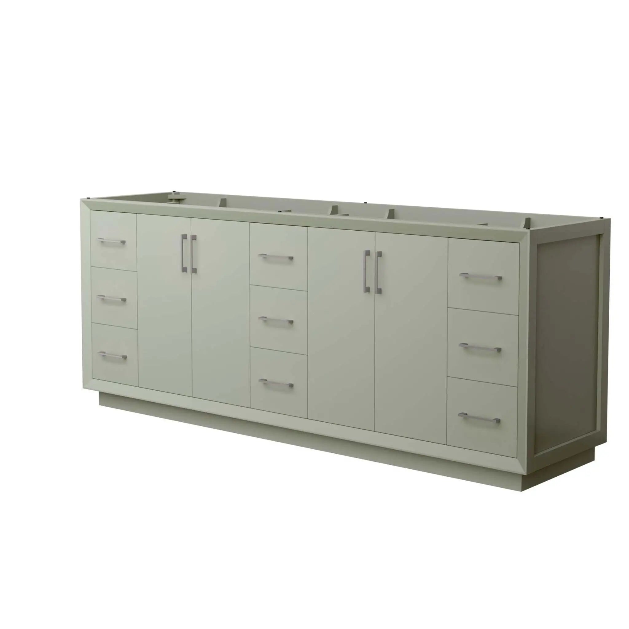 84" Strada Double Bathroom Vanity in Light Green with Brushed Nickel Trim by Wyndham