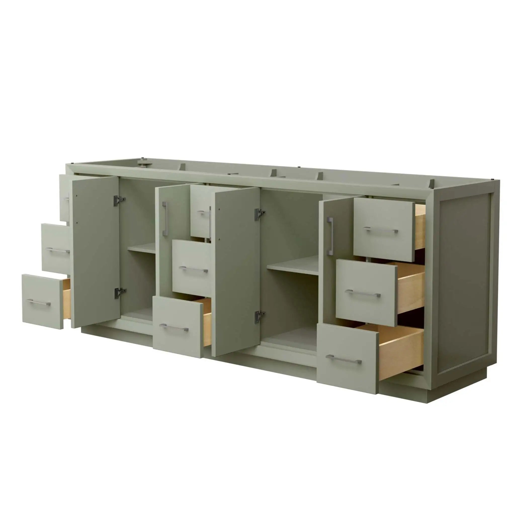 84" Strada Double Bathroom Vanity in Light Green with Brushed Nickel Trim by Wyndham
