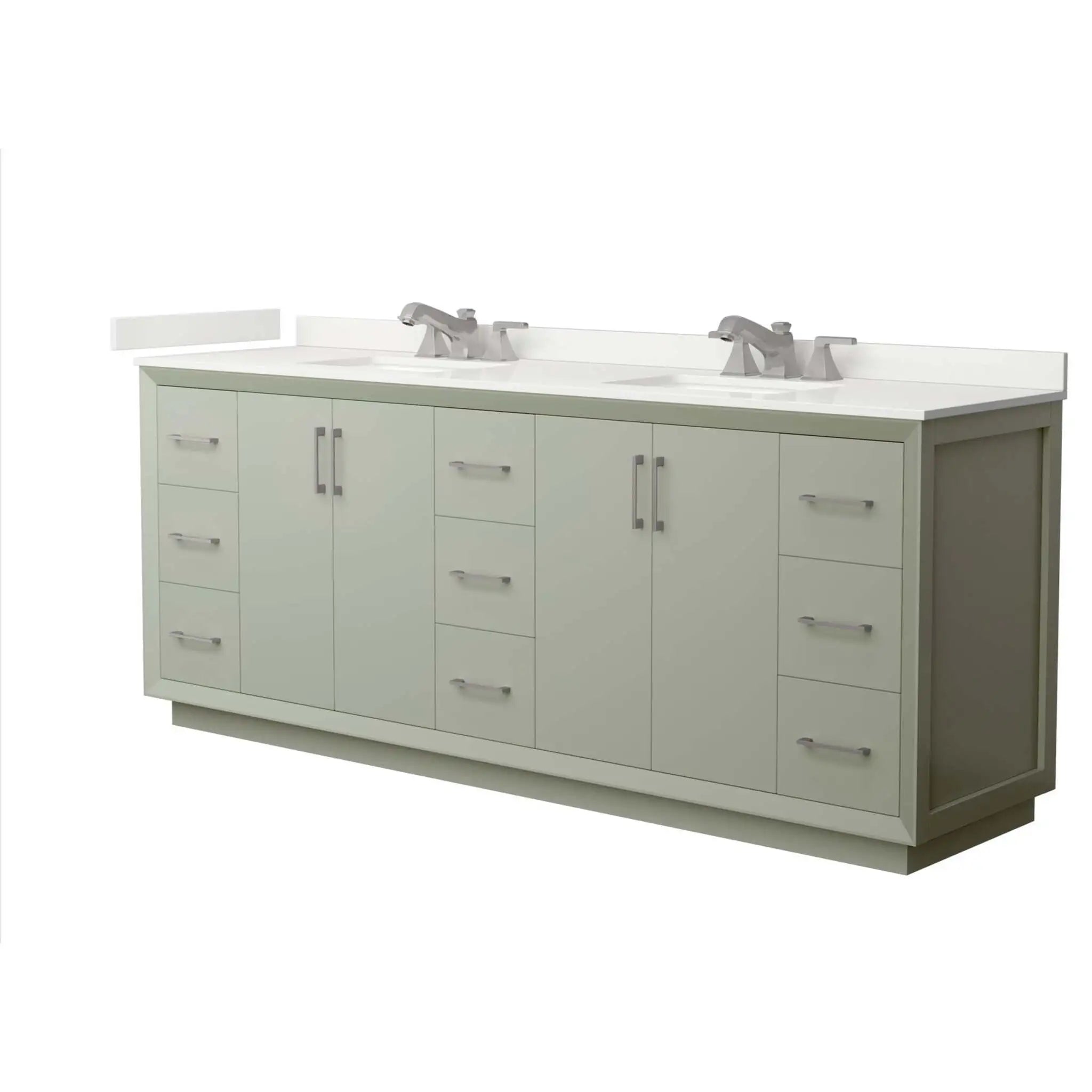 84" Strada Double Bathroom Vanity in Light Green with Brushed Nickel Trim by Wyndham