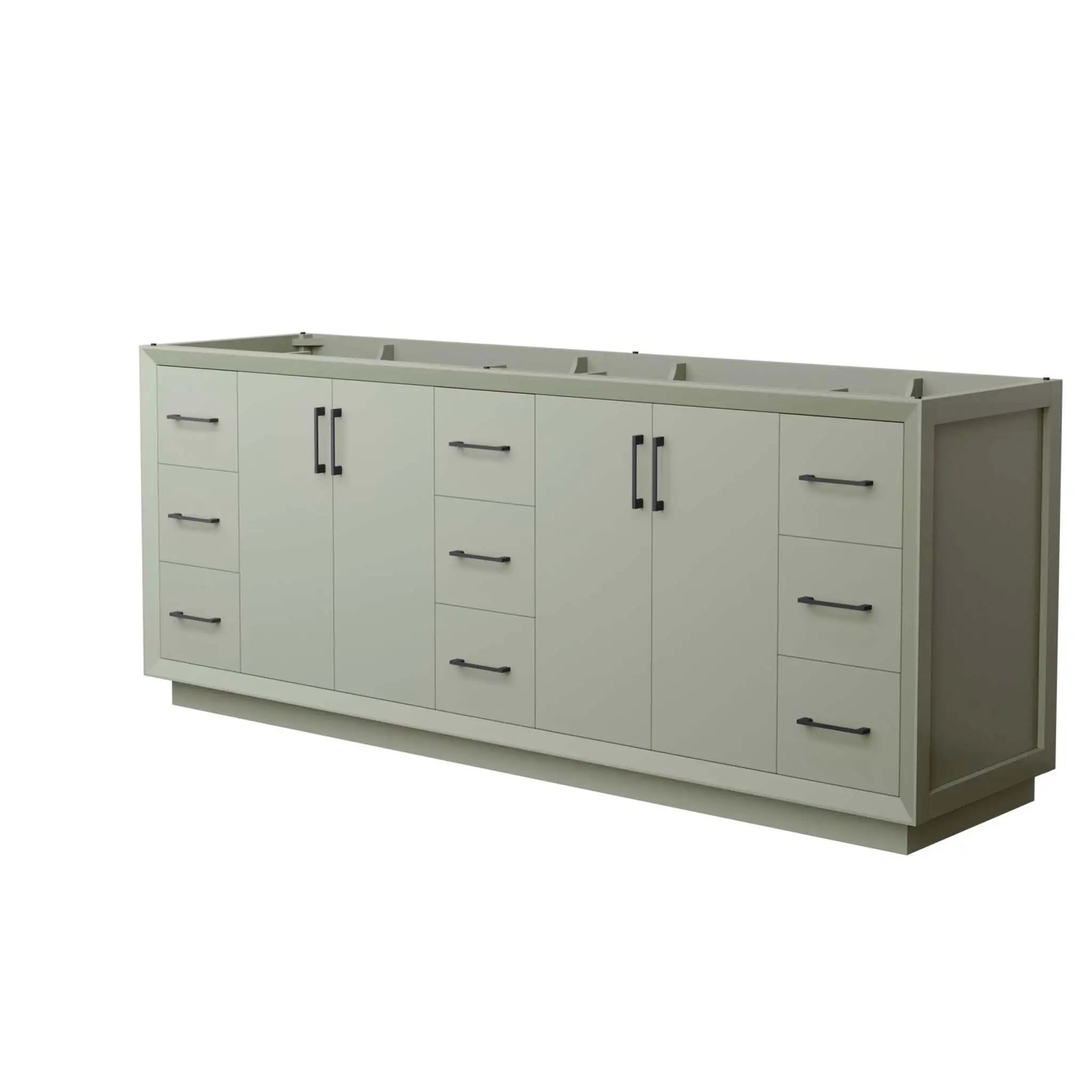 84" Strada Double Bathroom Vanity in Light Green with Matte Black Trim by Wyndham