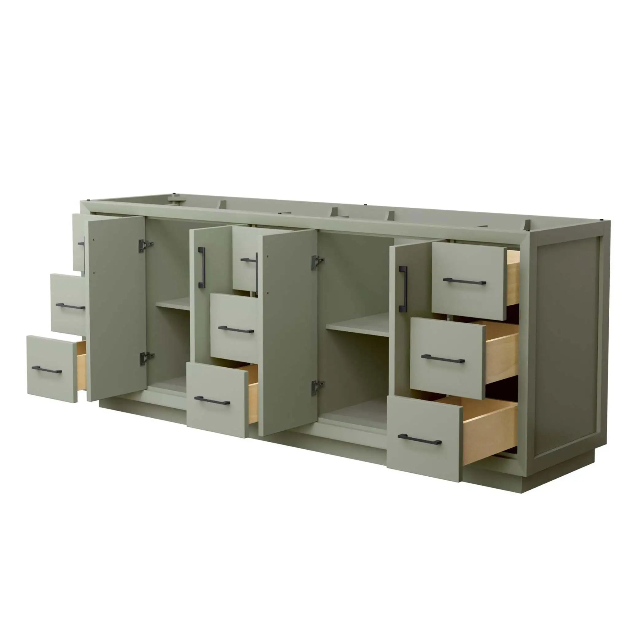 84" Strada Double Bathroom Vanity in Light Green with Matte Black Trim by Wyndham