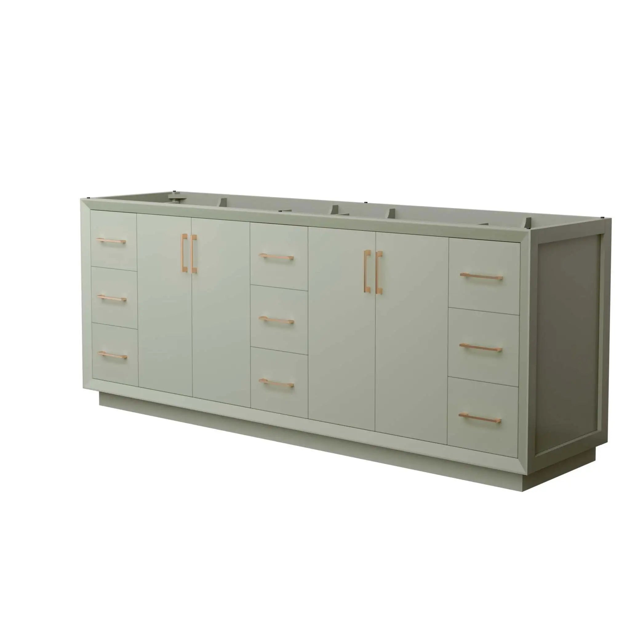 84" Strada Double Bathroom Vanity in Light Green with Satin Bronze Trim by Wyndham