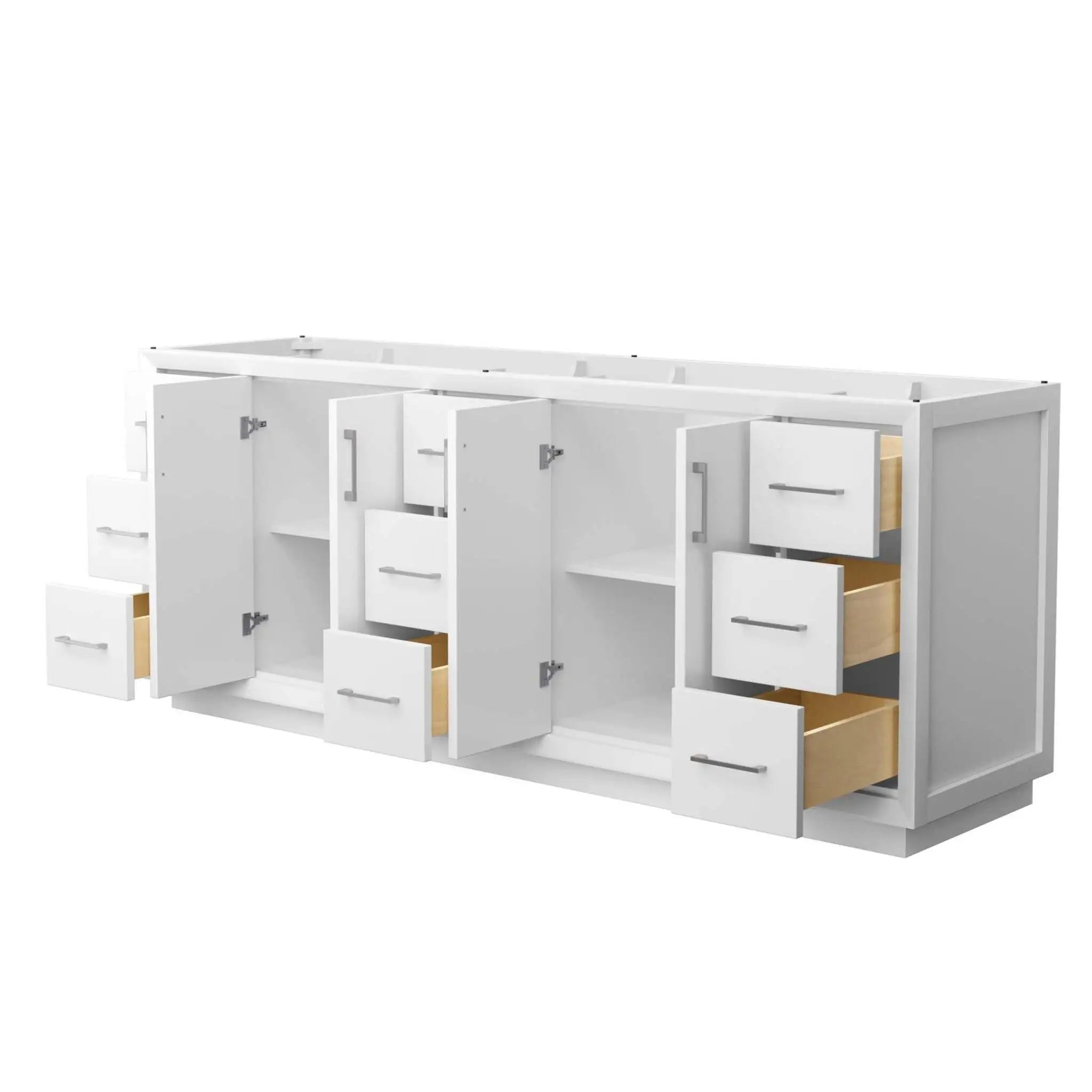 84" Strada Double Bathroom Vanity in White with Brushed Nickel Trim by Wyndham