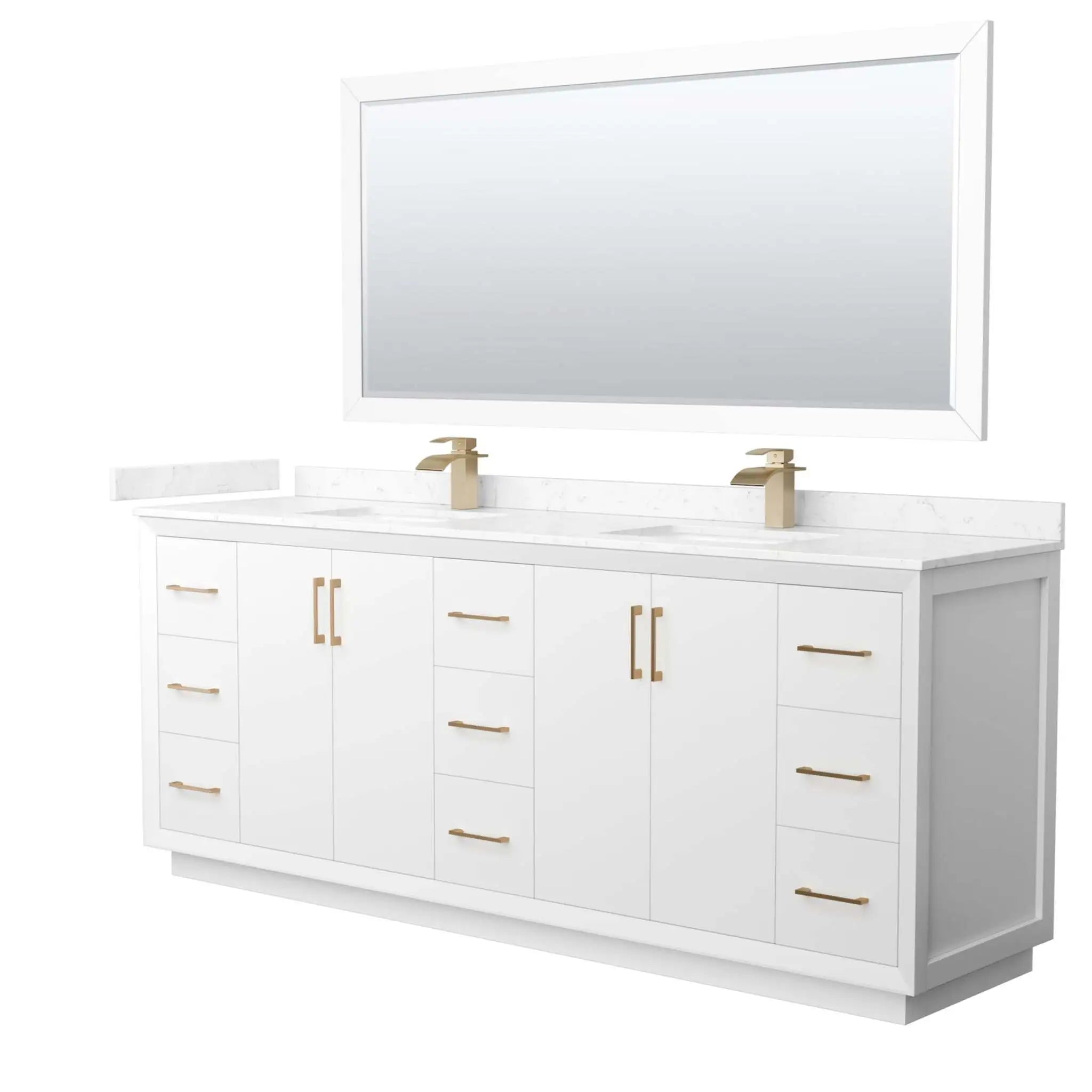 84-strada-double-bathroom-vanity-in-white-with-satin-bronze-trim-70-mirror-carrara-cultured-marble-1-hole image 6