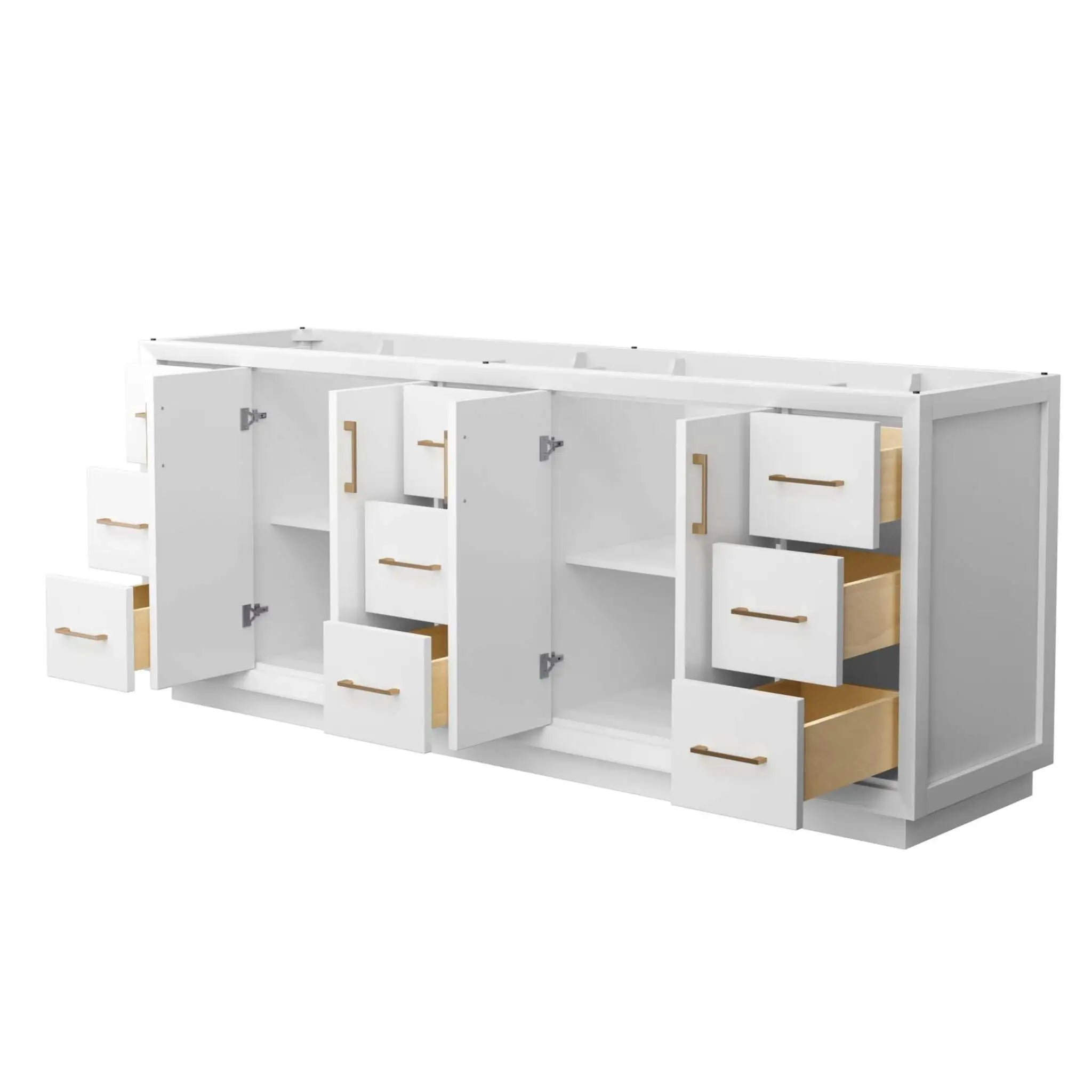 84" Strada Double Bathroom Vanity in White with Satin Bronze Trim by Wyndham