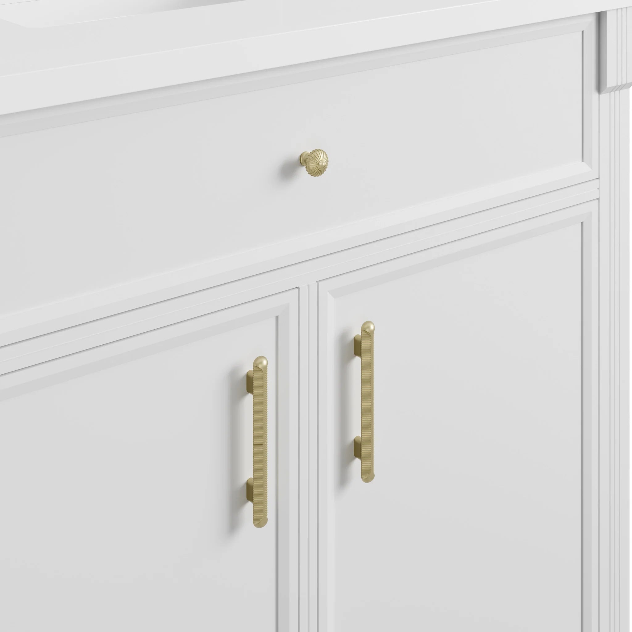 96" Bellshire Dual Vanity in Bright White with 24" Make-Up Counter by James Martin Vanities-Parisien Bleu Silestone 5