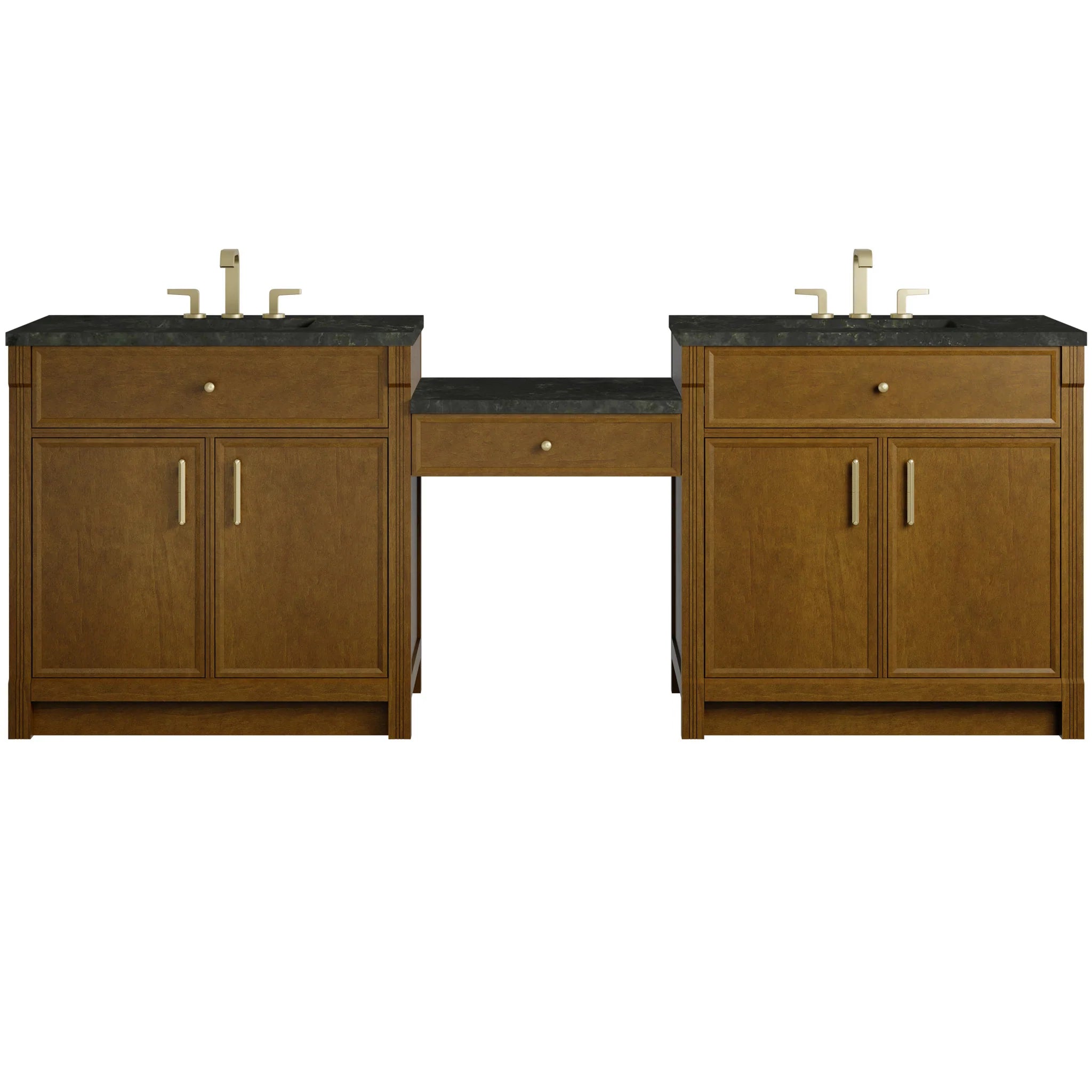 96" Bellshire Dual Vanity in Honey Oak with 24" Make-Up Counter by James Martin Vanities-Phantome Eclos 