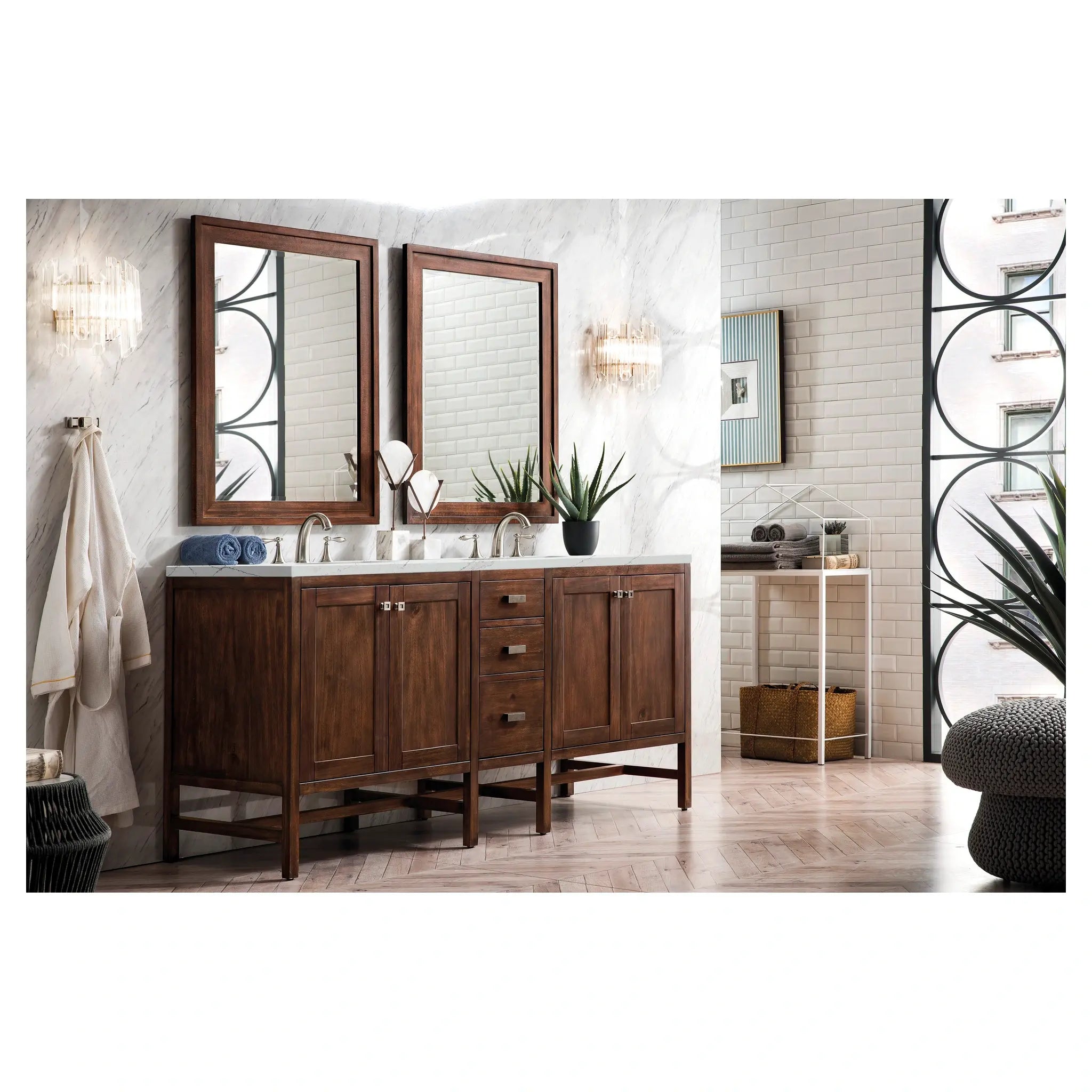 Addison 72 Double Vanity In Mid Century Acacia Standard Ethereal Noctis Silestone 8 Widespread 3