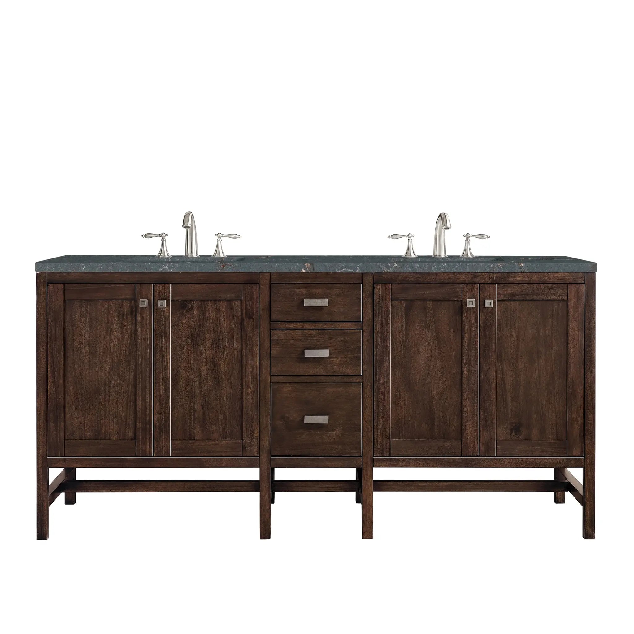 Addison 72 Double Vanity In Mid Century Acacia Standard Parisien Bleu Silestone 8 Widespread 1