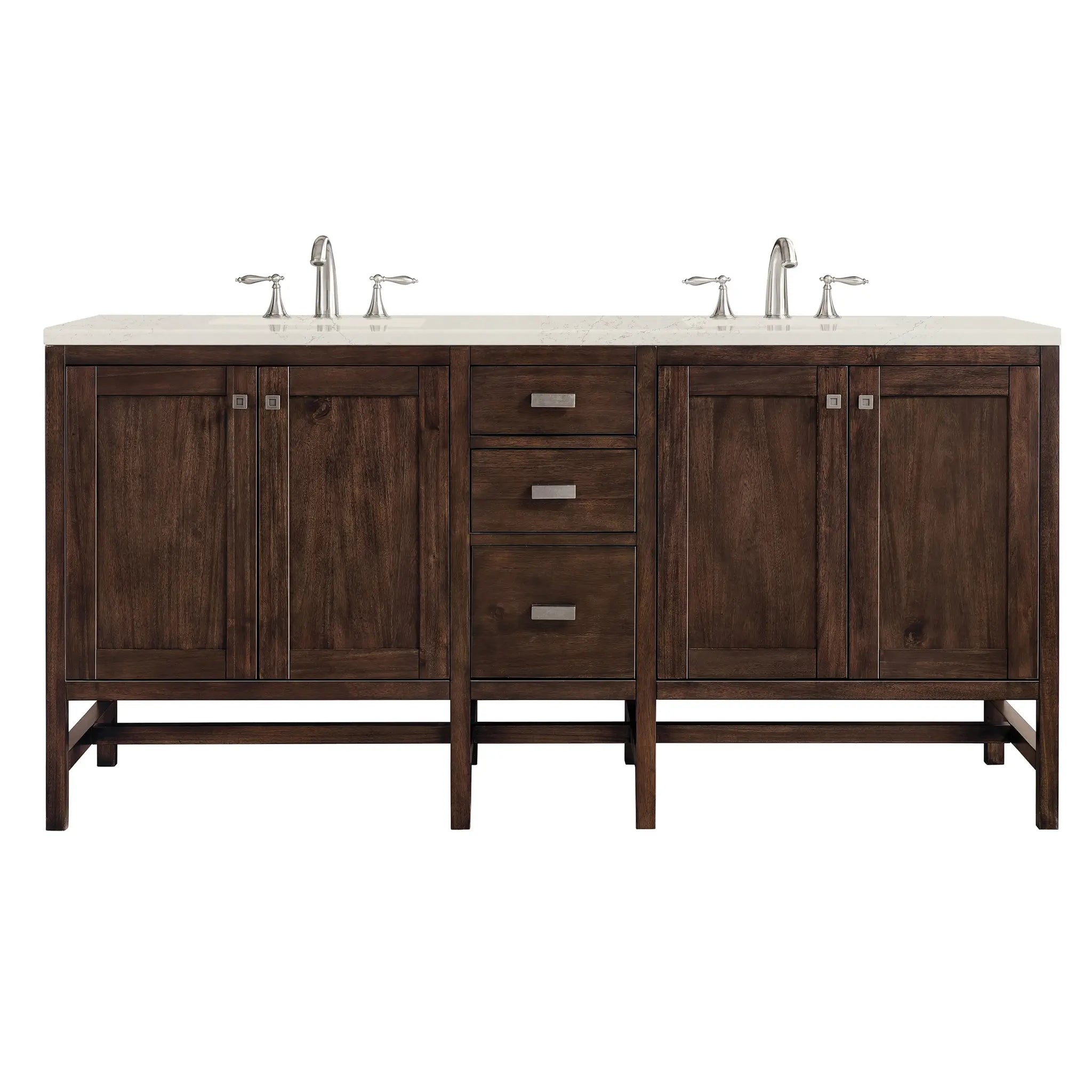 Addison 72 Double Vanity In Mid Century Acacia Standard Siberian Silestone 8 Widespread 1