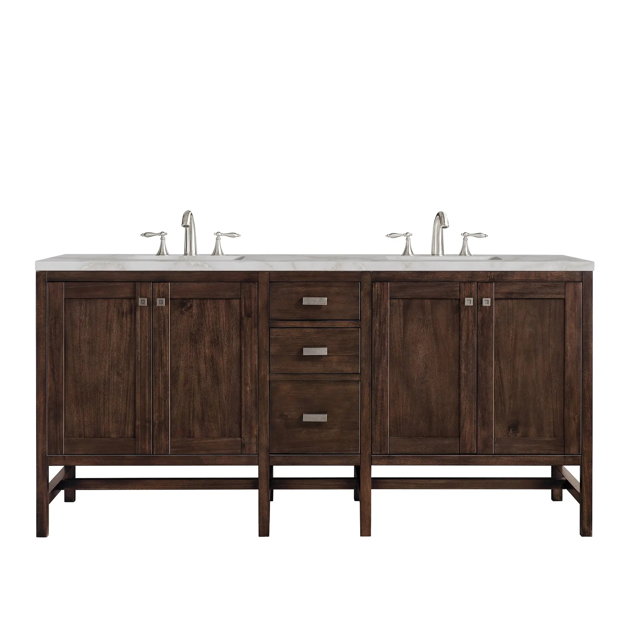 Addison 72 Double Vanity In Mid Century Acacia Standard Victorian Silver Silestone 8 Widespread 1