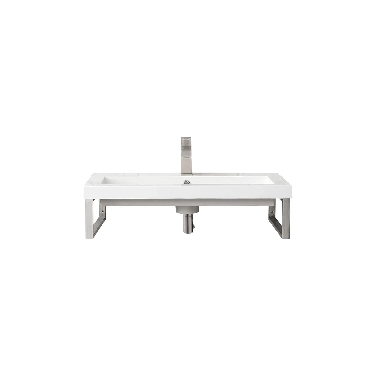 Boston 15.25" Two Wall Brackets w/ 31.5" White Glossy Composite Stone Top-Brushed Nickel image