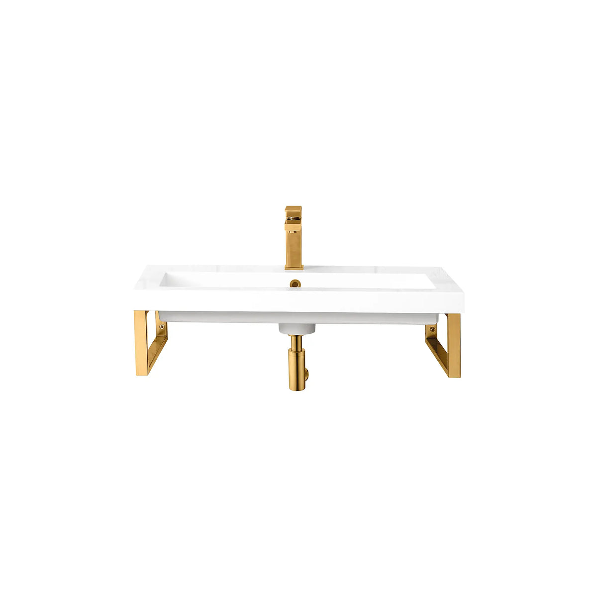 15.25" Boston Two Wall Brackets w/ 31.5" Boston White Glossy Composite Stone Top