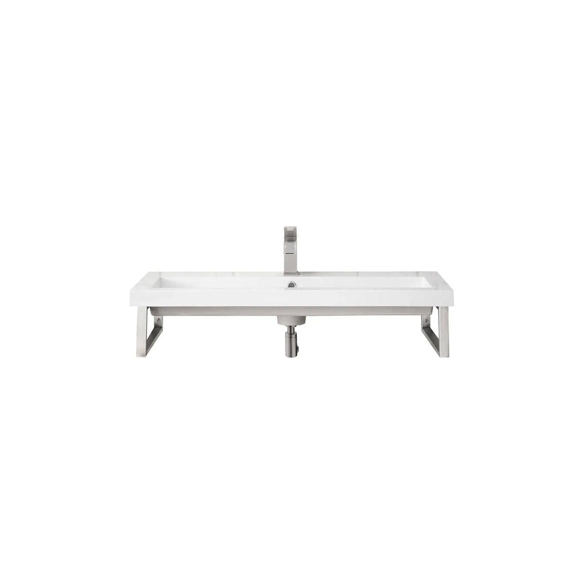 Boston 15.25" Two Wall Brackets w/ 39.5" White Glossy Composite Stone Top-Brushed Nickel image