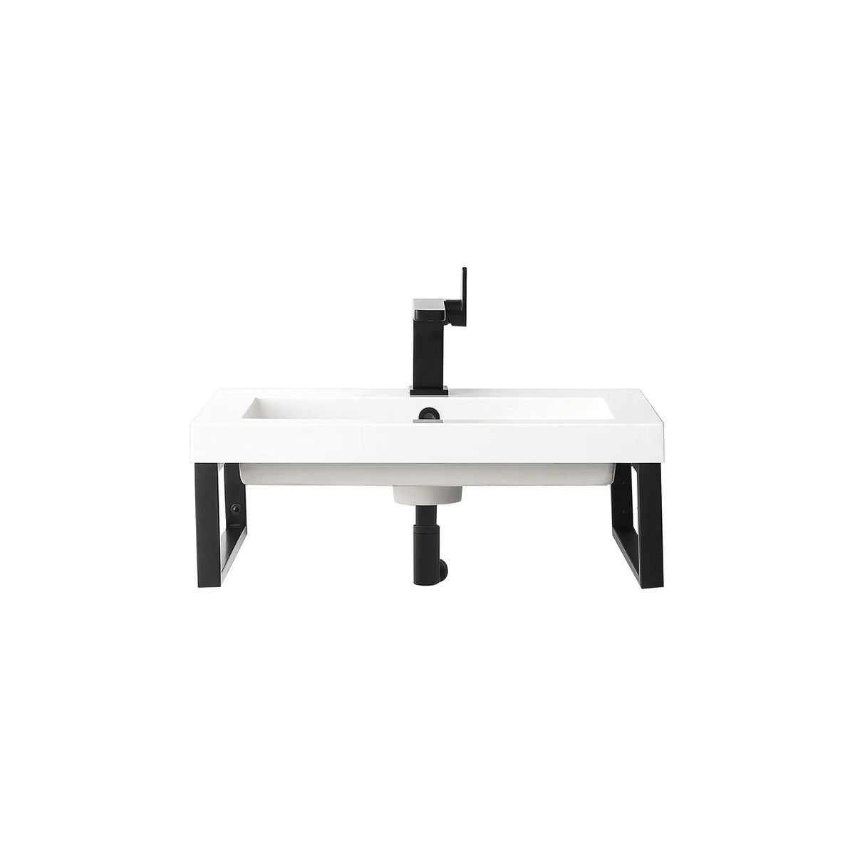 18" Boston Two Wall Brackets w/ 23.6" Boston White Glossy Composite Stone Top