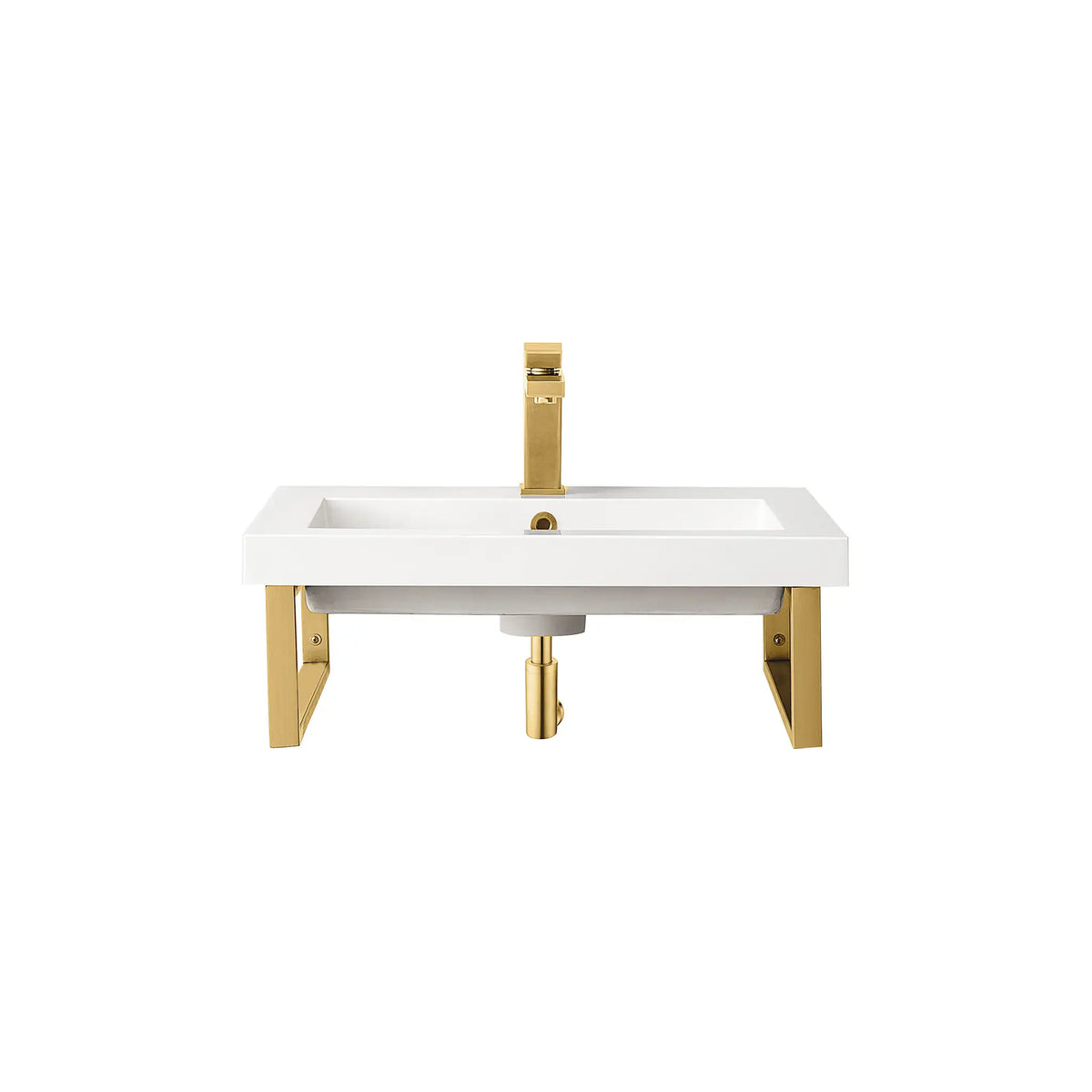 18" Boston Two Wall Brackets w/ 23.6" Boston White Glossy Composite Stone Top