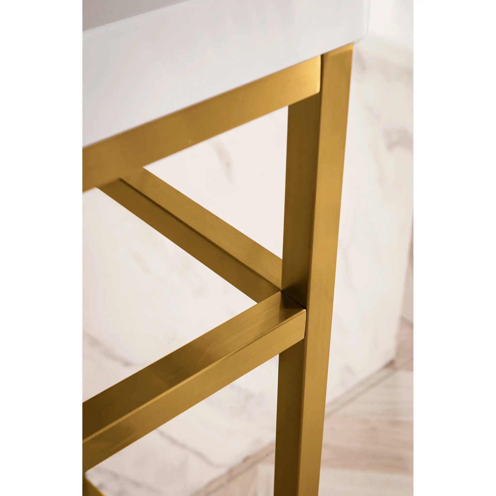 Boston 20" Single Console Vanity Glossy White Storage, White Glossy Composite Stone-Radiant Gold image 5