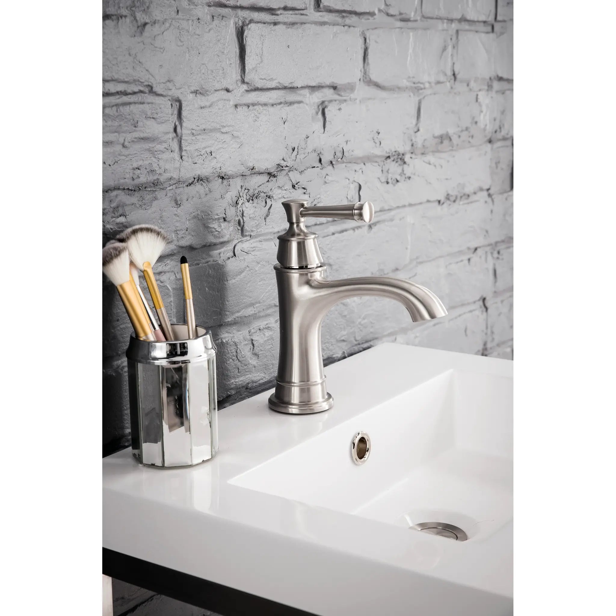 Boston 20" Single Console Vanity w/ White Glossy Composite Stone Top-Brushed Nickel image 4