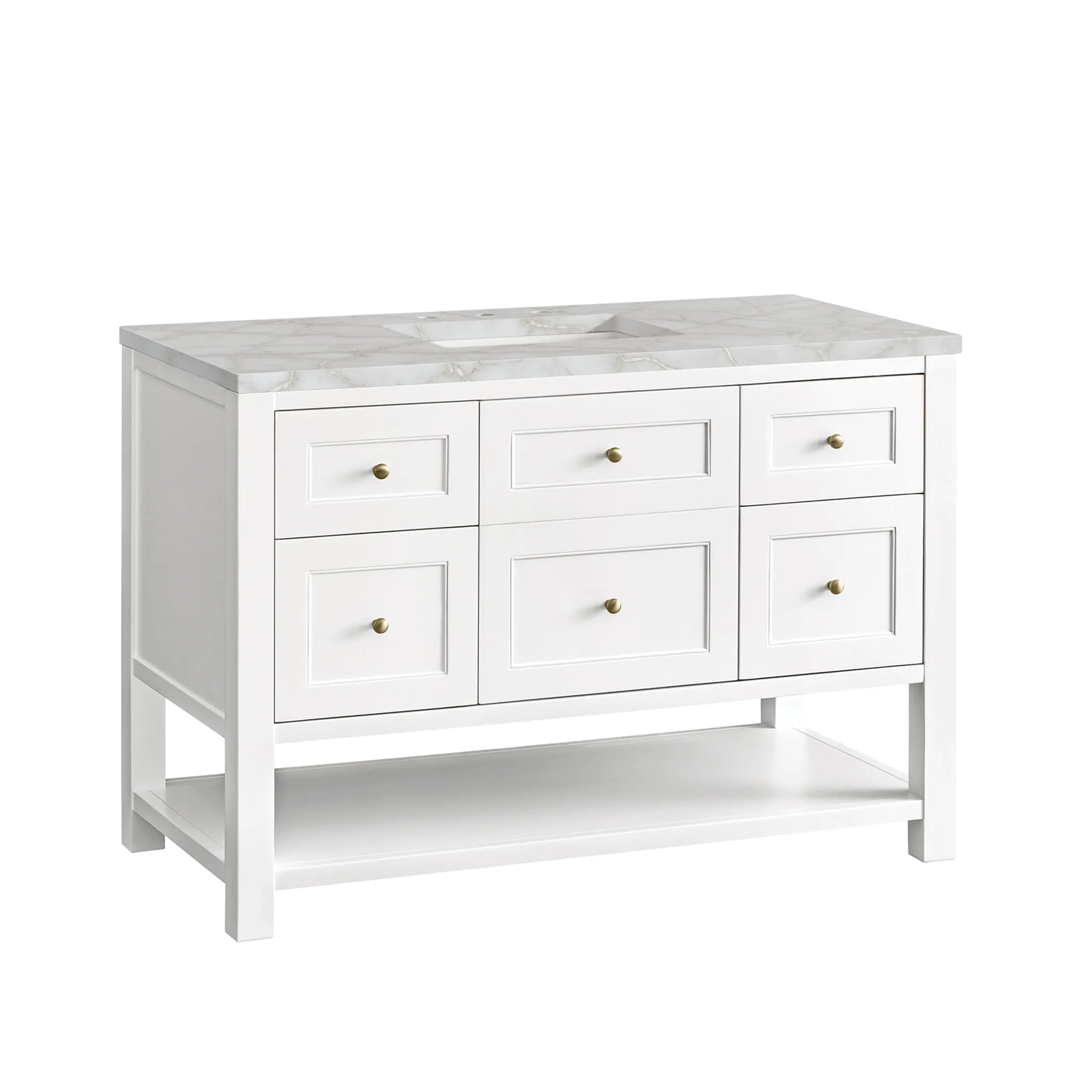 Breckenridge 48" Single Vanity in Bright White Wireless Charger-Victorian Silver Silestone-8" Widespread image 8