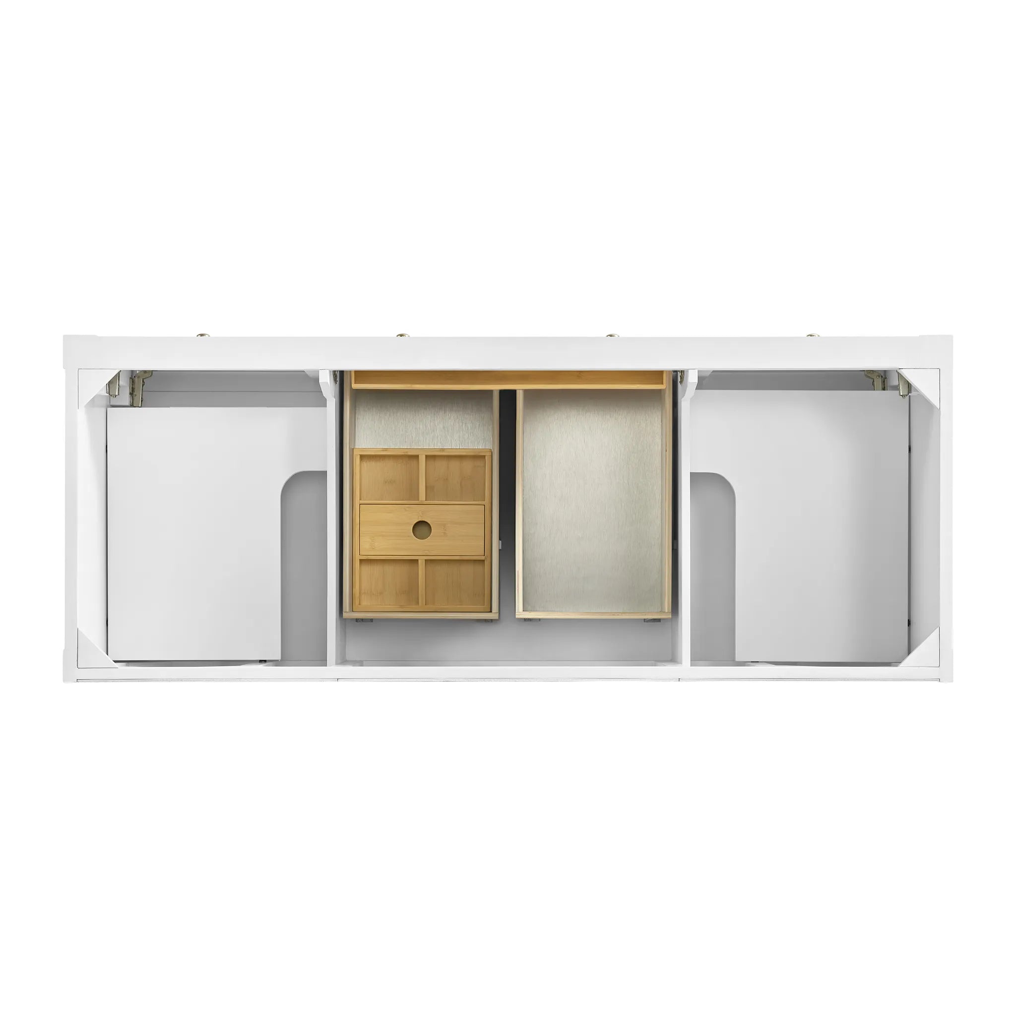 Breckenridge 60" Double Vanity in Bright White, Wireless Charger-Victorian Silver Silestone-8" Widespread image 7