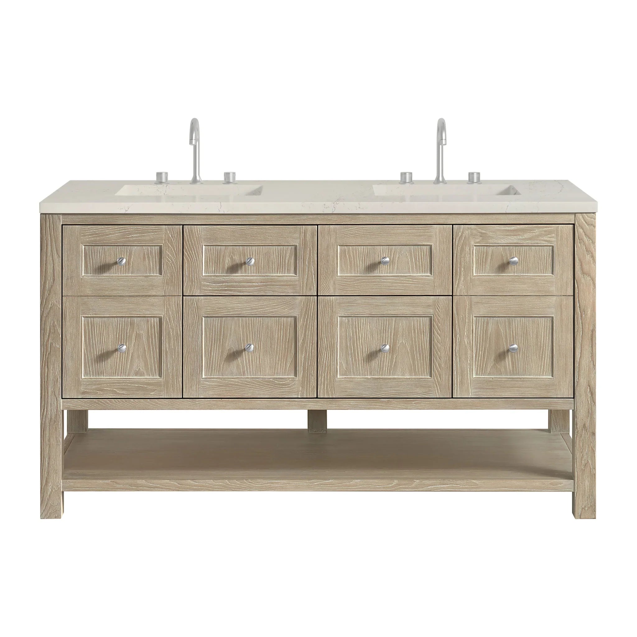 60" Breckenridge Double Vanity in Whitewashed Oak by James Martin Vanities