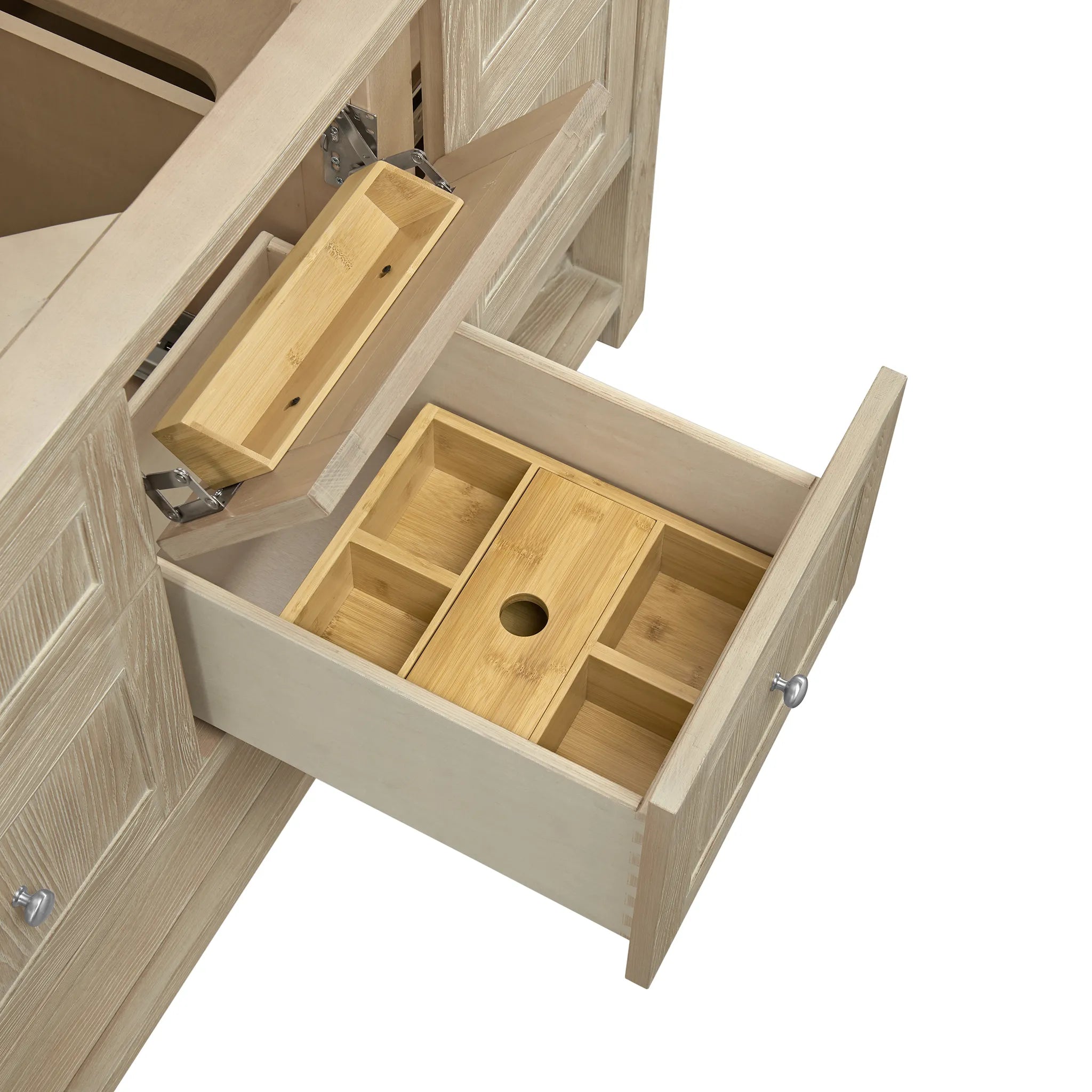 Breckenridge 60" Double Vanity in Whitewashed Oak w/FreePower Wireless Charger-Cabinet Only-Not Available image 5
