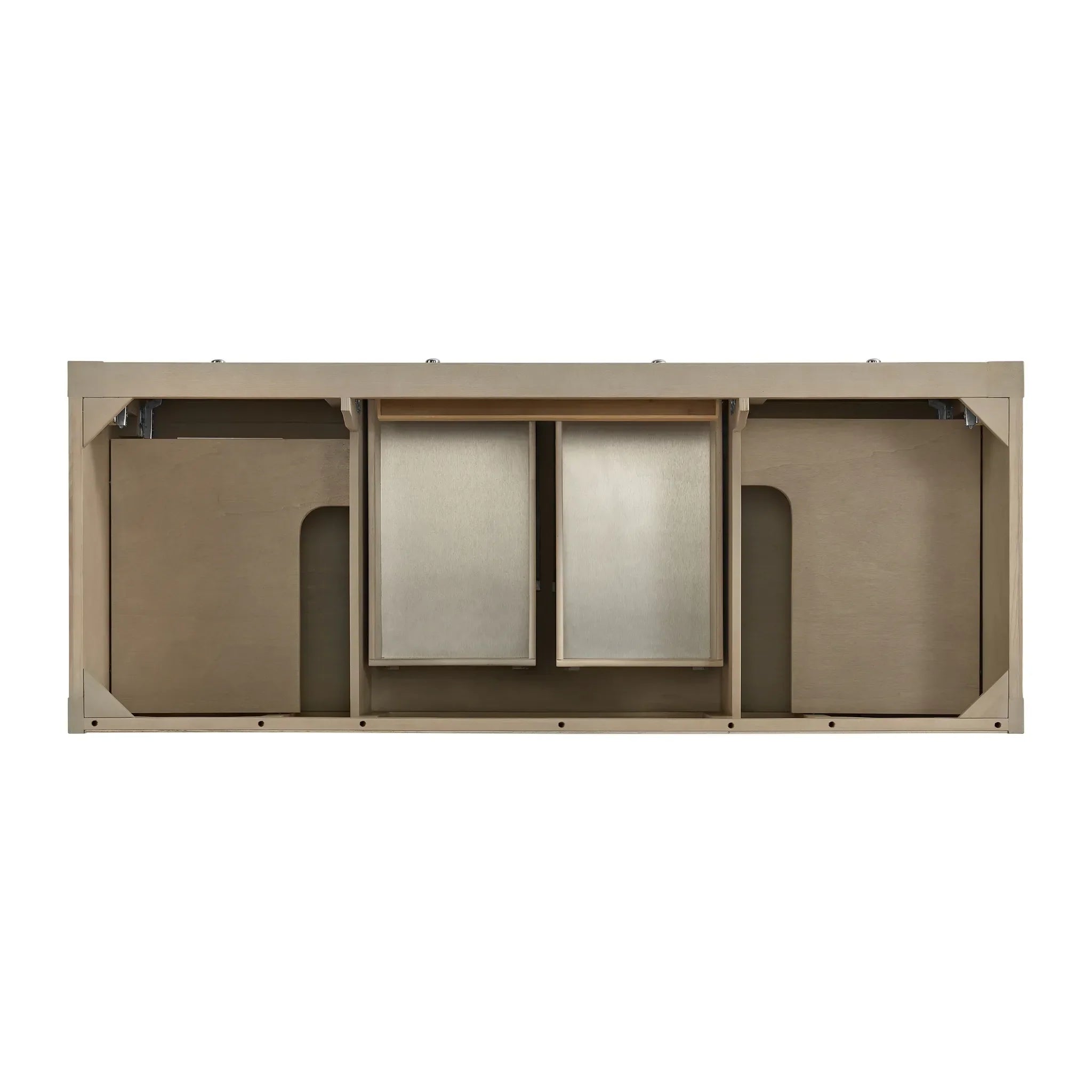 Breckenridge 60" Double Vanity in Whitewashed Oak Wireless Charger-Eternal Jasmine Pearl Silestone-8" Widespread image 7