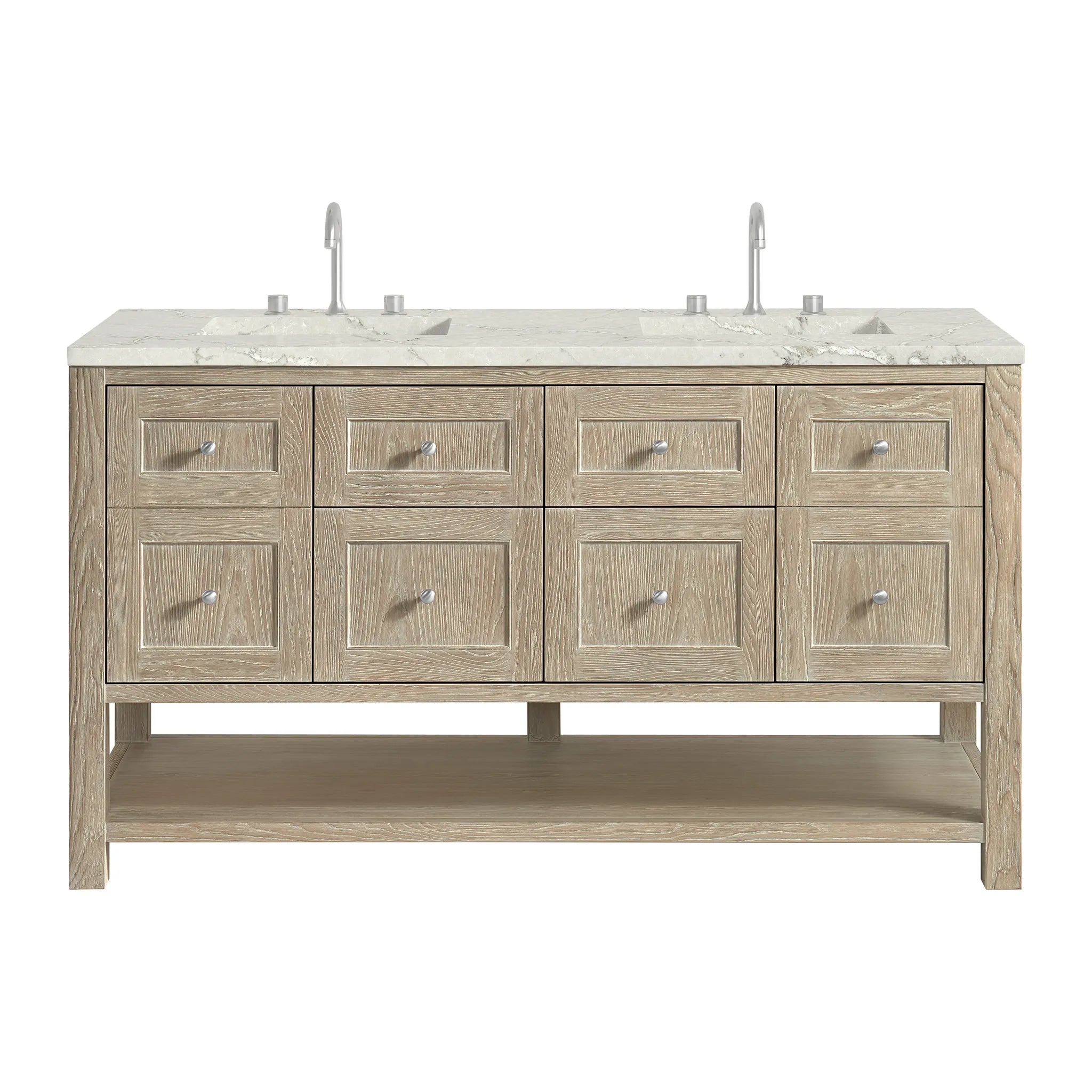 60" Breckenridge Double Vanity in Whitewashed Oak by James Martin Vanities