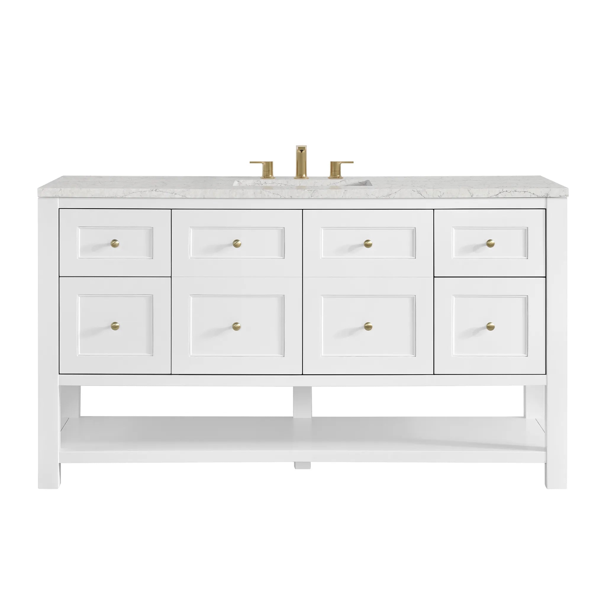 Breckenridge 60" Single Vanity in Bright White Wireless Charger-Eternal Jasmine Pearl Silestone-8" Widespread image
