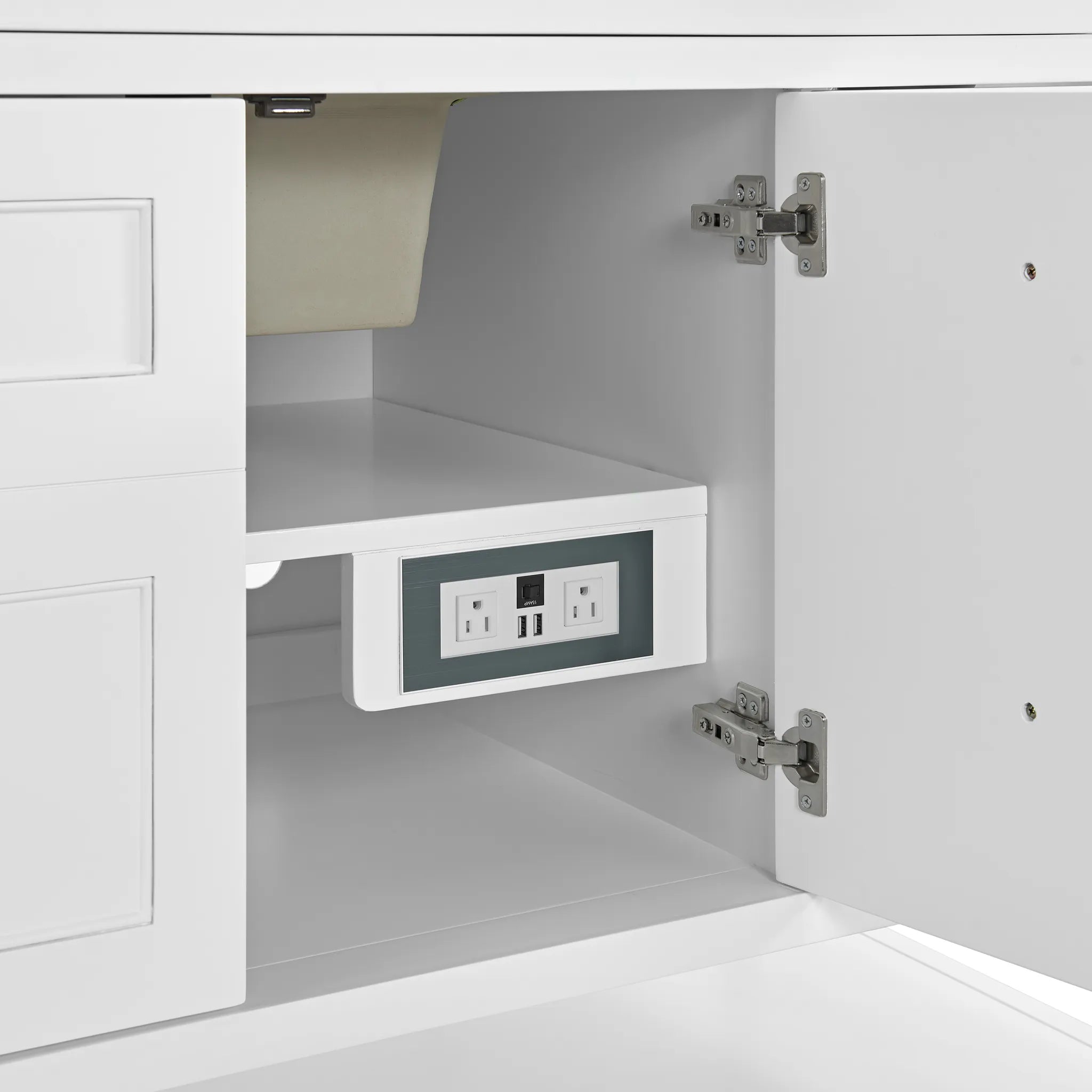 Breckenridge 60" Single Vanity in Bright White Wireless Charger-Ethereal Noctis Silestone-8" Widespread image 10
