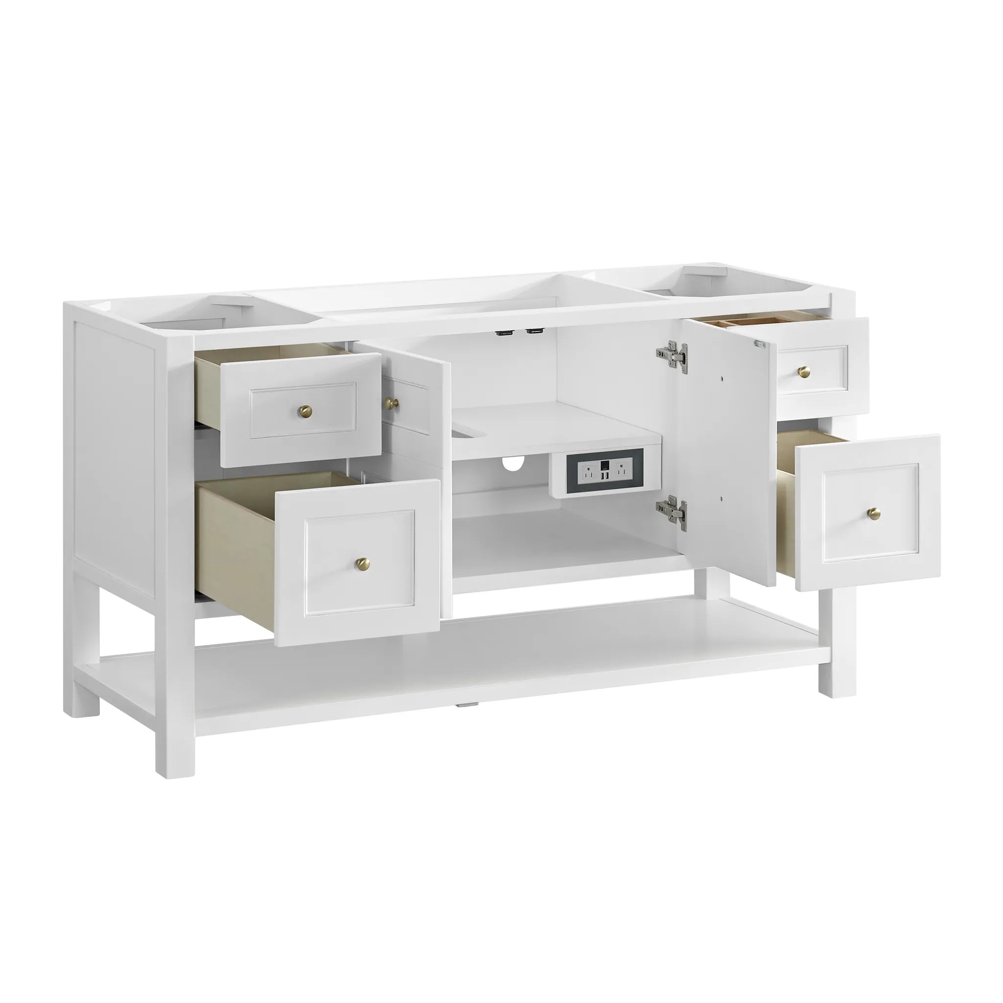 Breckenridge 60" Single Vanity in Bright White Wireless Charger-Ethereal Noctis Silestone-8" Widespread image 9