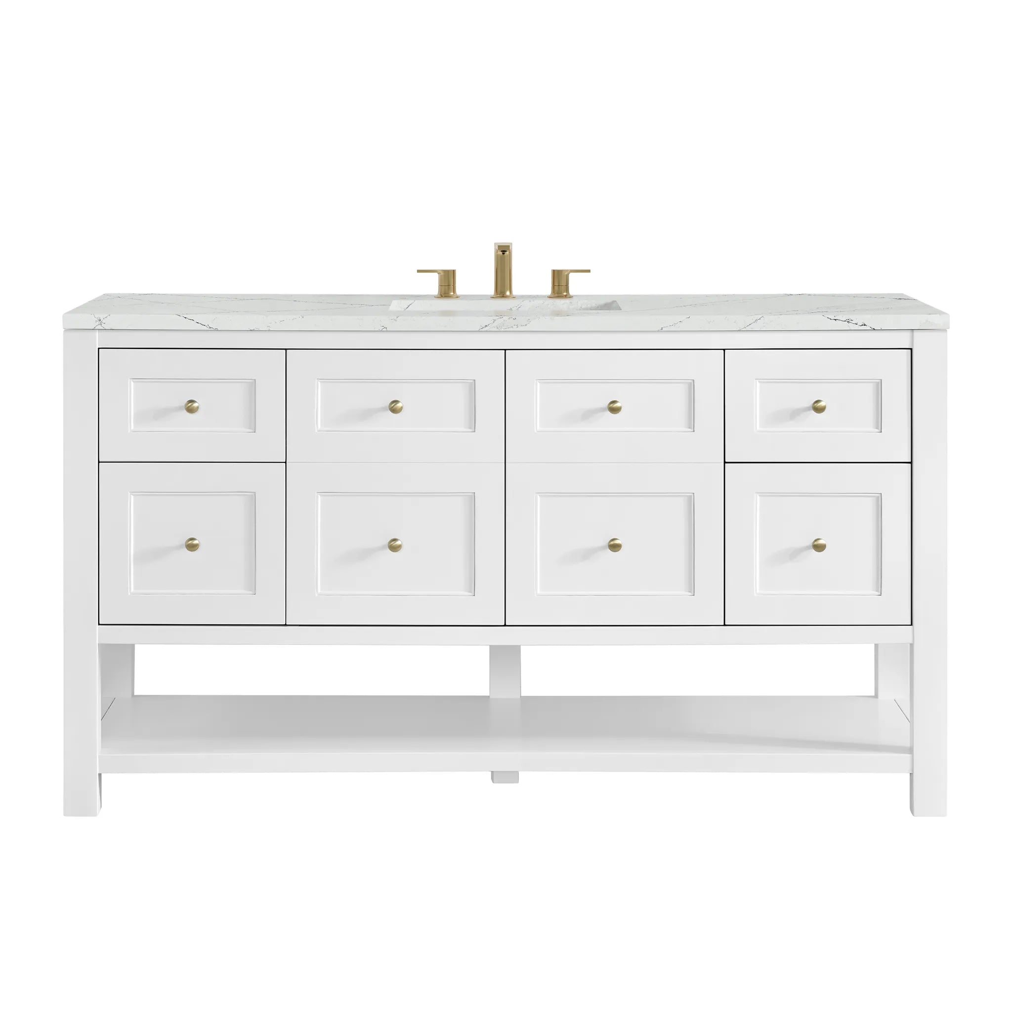 Breckenridge 60" Single Vanity in Bright White Wireless Charger-Ethereal Noctis Silestone-8" Widespread image