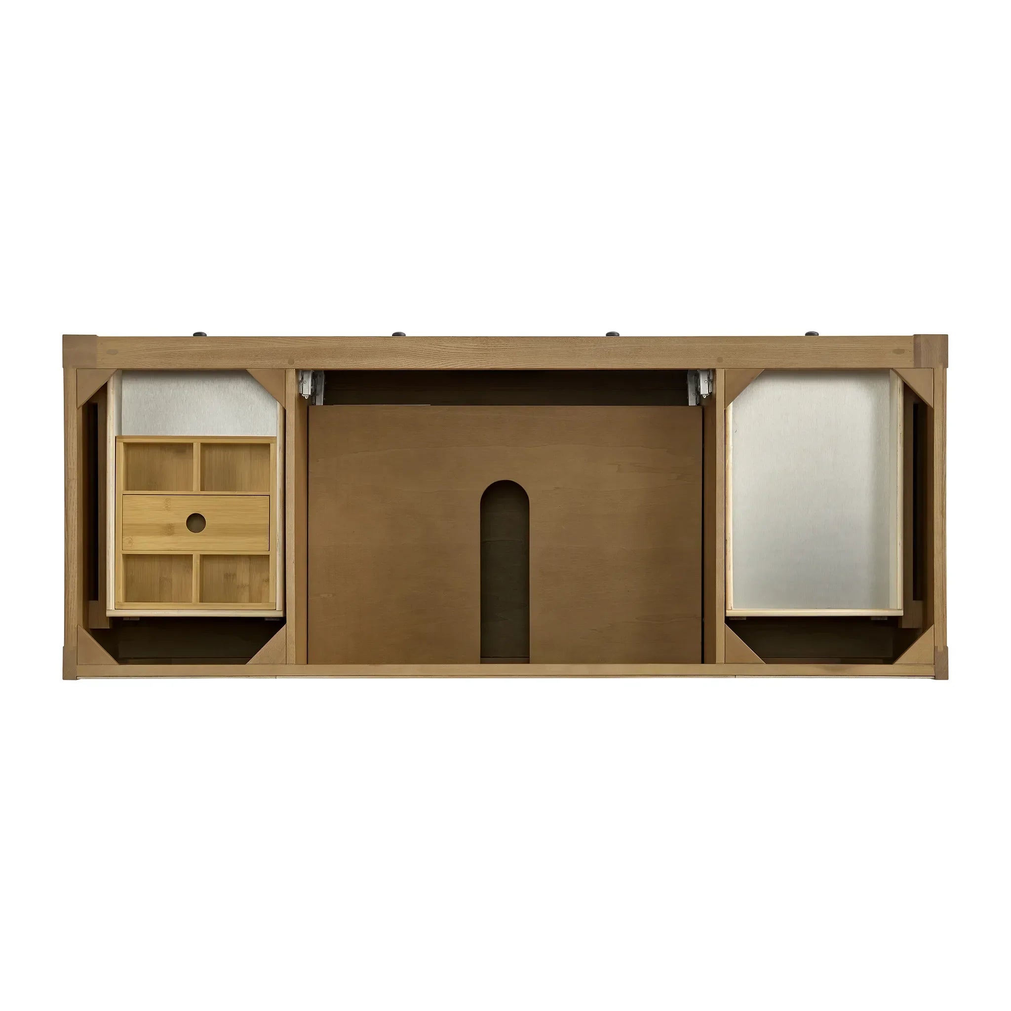 Breckenridge 60" Single Vanity in Light Natural Oak Wireless Charger-Eternal Jasmine Pearl Silestone-8" Widespread image 7