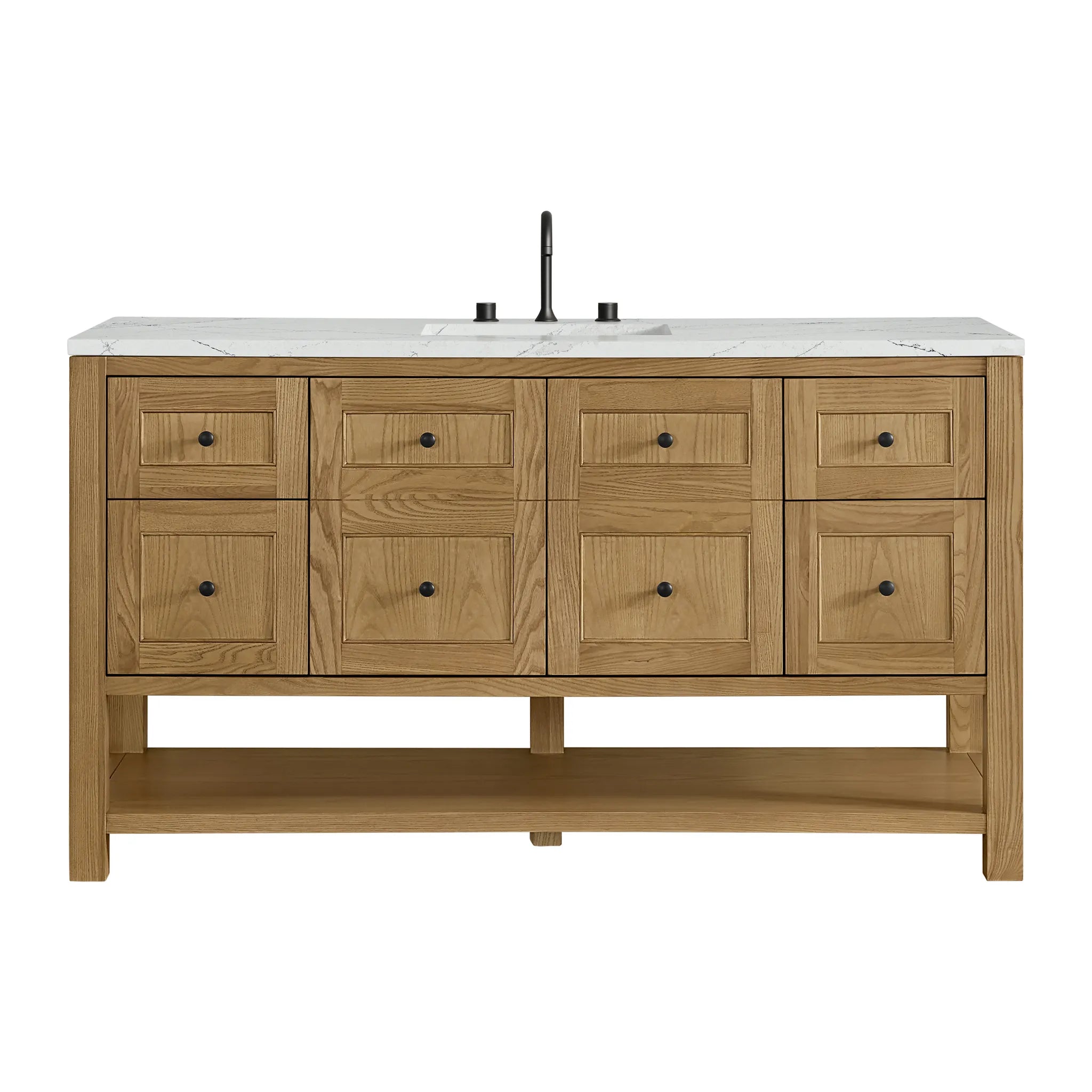 Breckenridge 60" Single Vanity in Light Natural Oak Wireless Charger-Ethereal Noctis Silestone-8" Widespread image