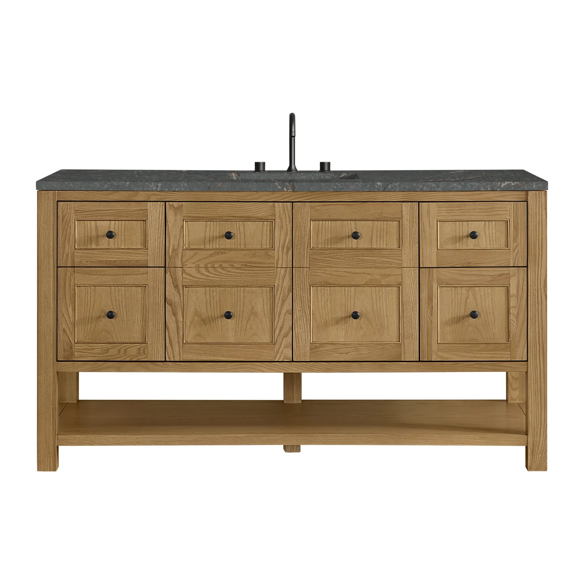 Breckenridge 60" Single Vanity in Light Natural Oak Wireless Charger-Parisien Bleu Silestone-8" Widespread image