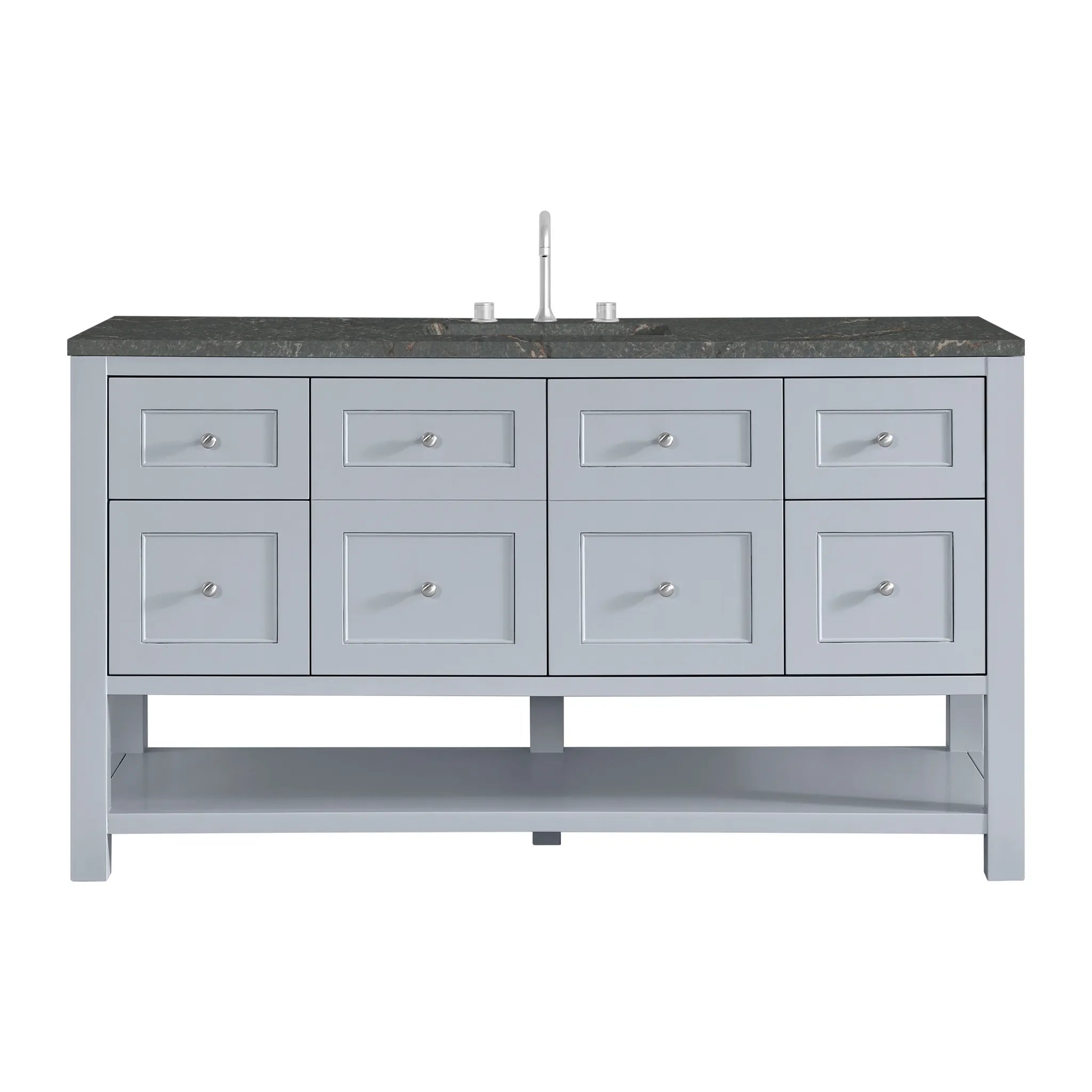 Breckenridge 60" Single Vanity in Serenity Blue w/FreePower Wireless Charger-Parisien Bleu Silestone-8" Widespread image