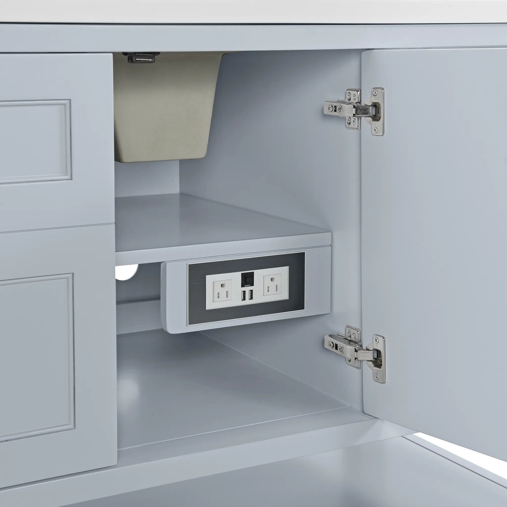 Breckenridge 60" Single Vanity in Serenity Blue Wireless Charger-Eternal Jasmine Pearl Silestone-8" Widespread image 11