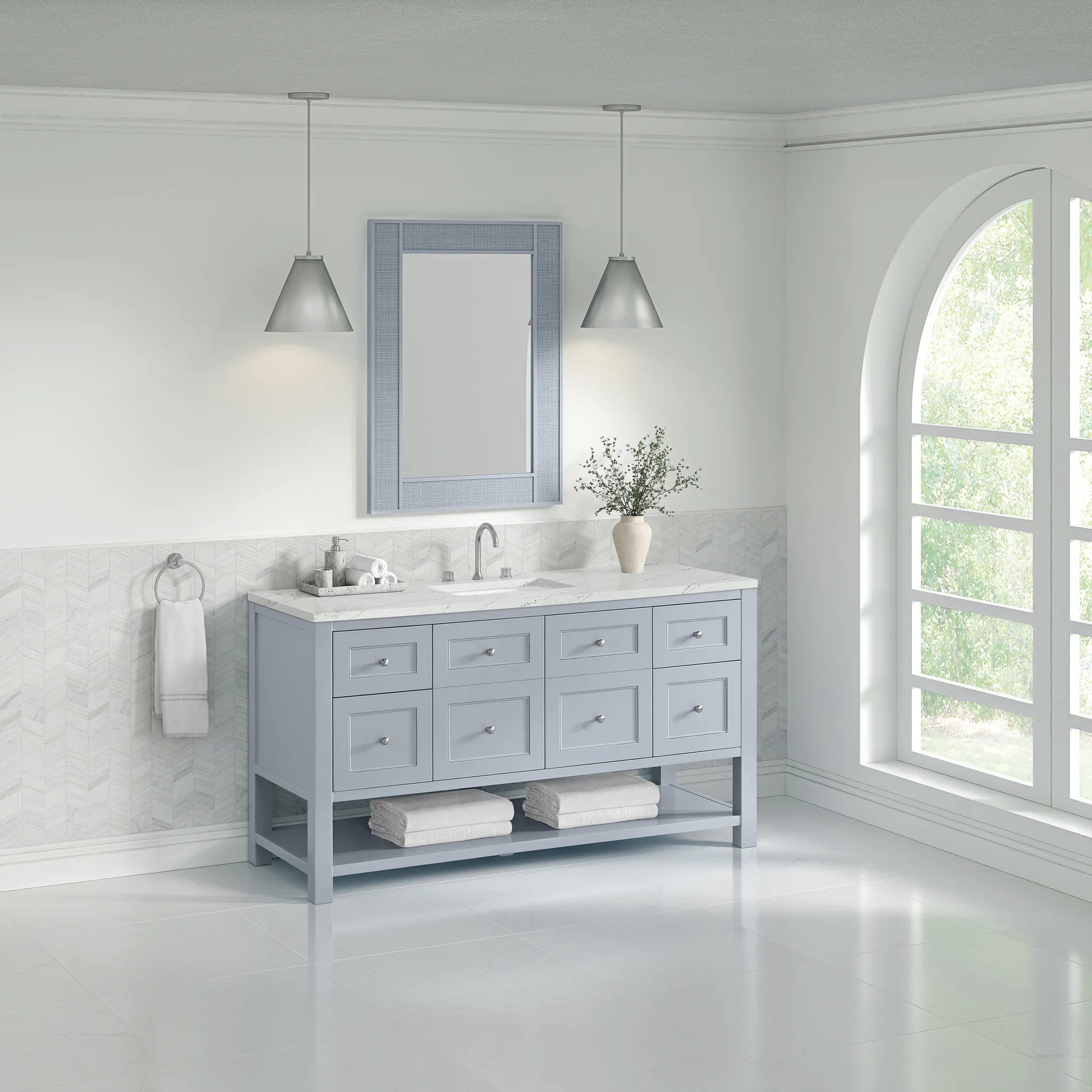 Breckenridge 60" Single Vanity in Serenity Blue Wireless Charger-Ethereal Noctis Silestone-8" Widespread image 5