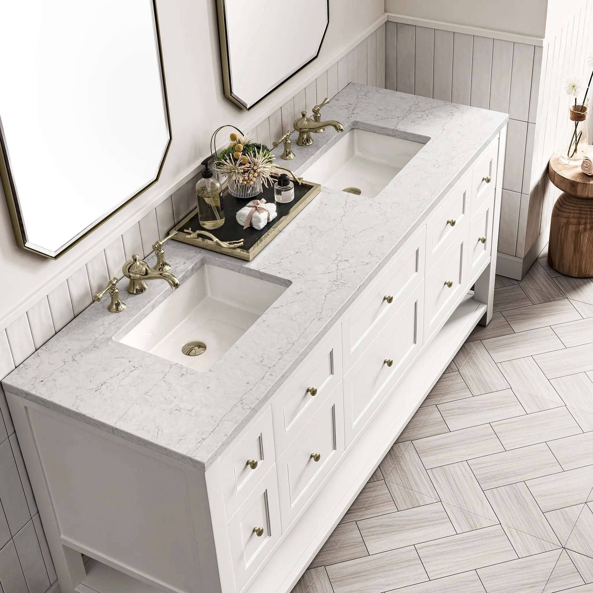 Breckenridge 72" Double Vanity Base Only in Bright White w/FreePower Wireless Charger-Cabinet Only-Not Available image 4