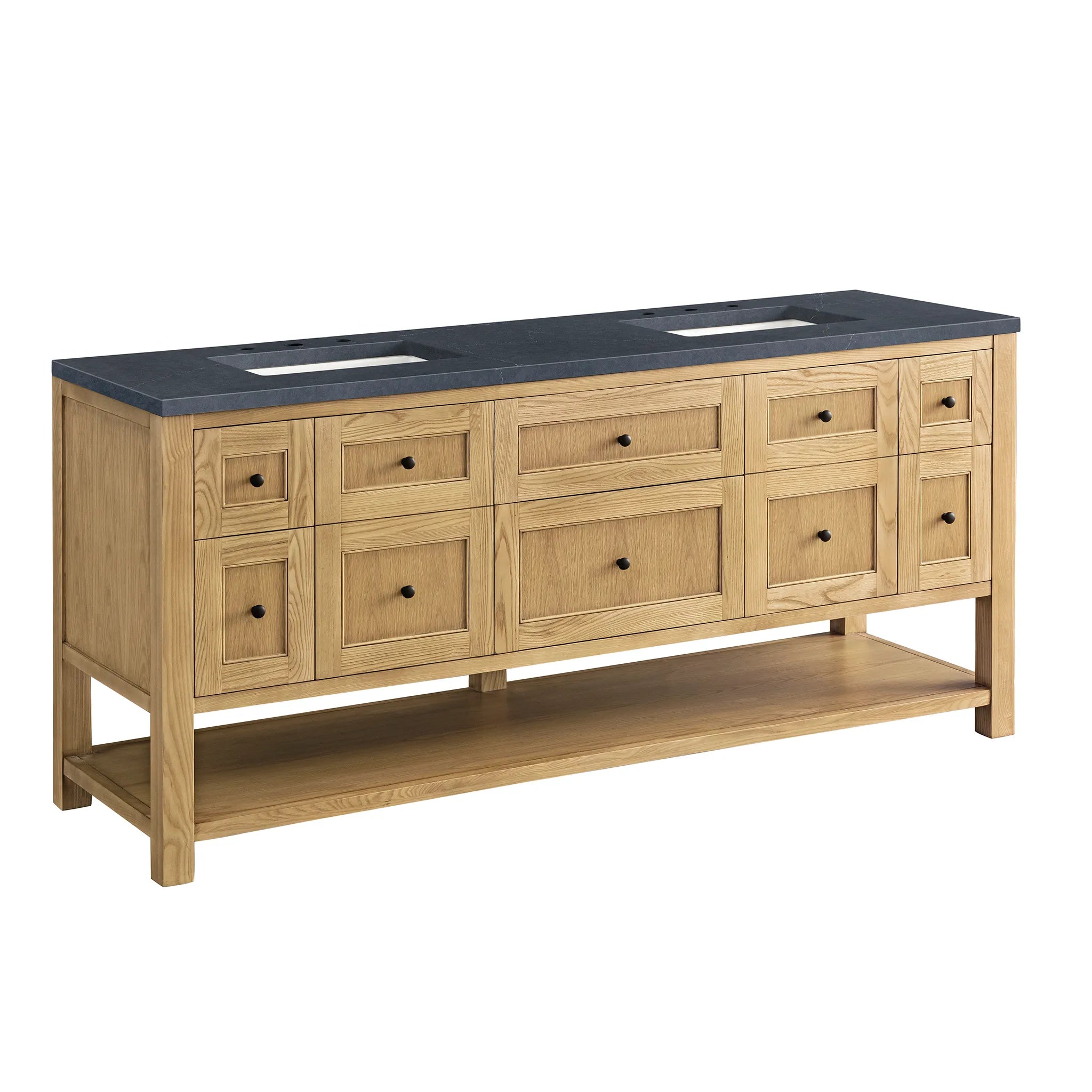 Breckenridge 72" Double Vanity in Light Natural Oak-Charcoal Soapstone Silestone-8" Widespread image 7